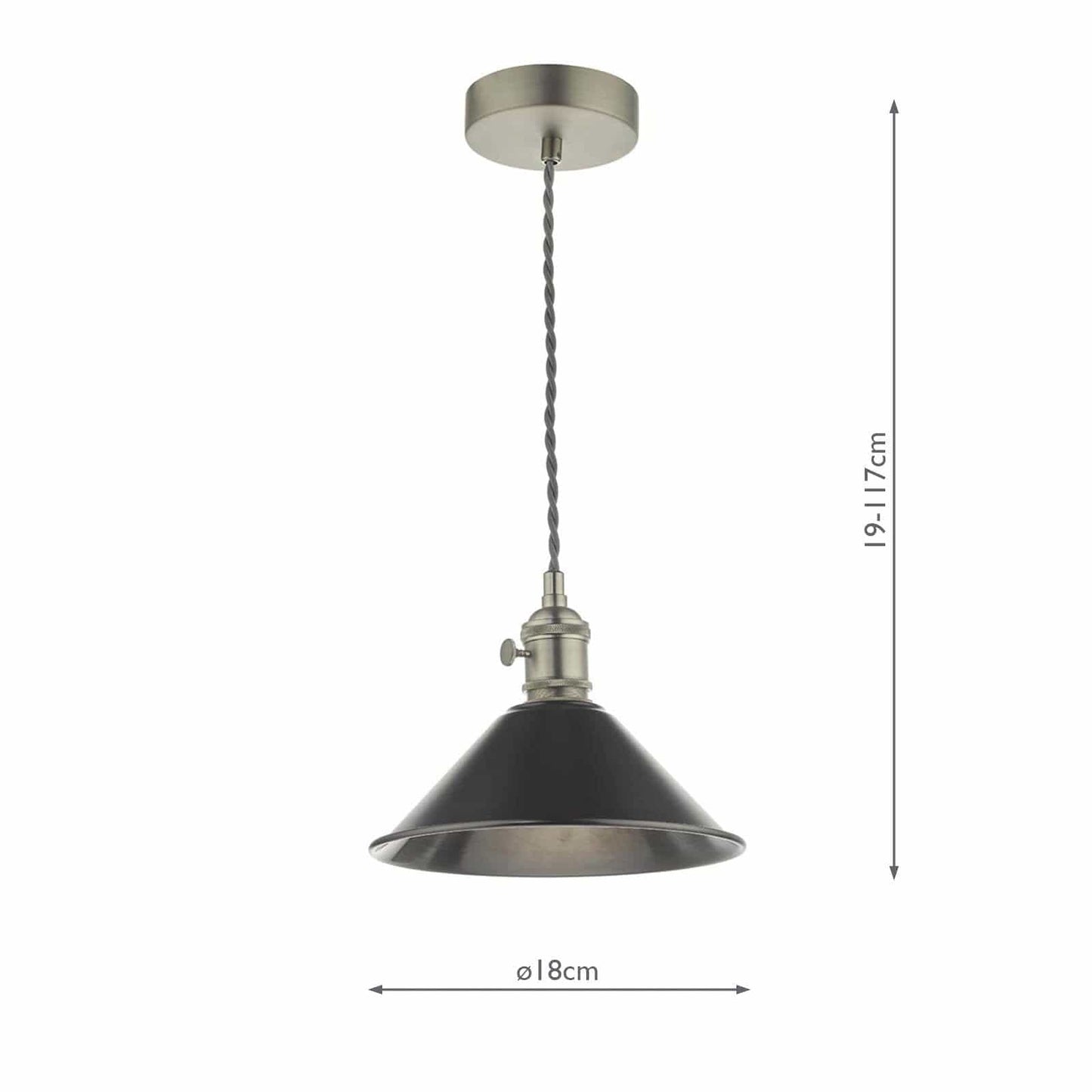 dar lighting Hadano Pendant Antique Chrome With Antique Pewter Shade HAD0161-02