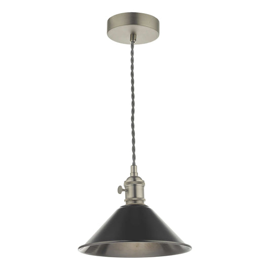 dar lighting Hadano Pendant Antique Chrome With Antique Pewter Shade HAD0161-02