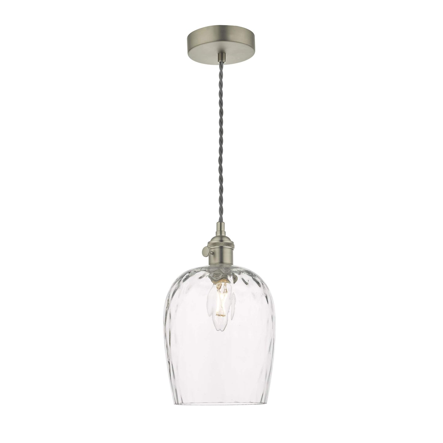 dar lighting Hadano Pendant Antique Chrome With Dimpled Glass Shade HAD0161-03