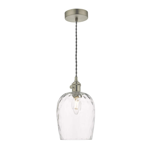 dar lighting Hadano Pendant Antique Chrome With Dimpled Glass Shade HAD0161-03