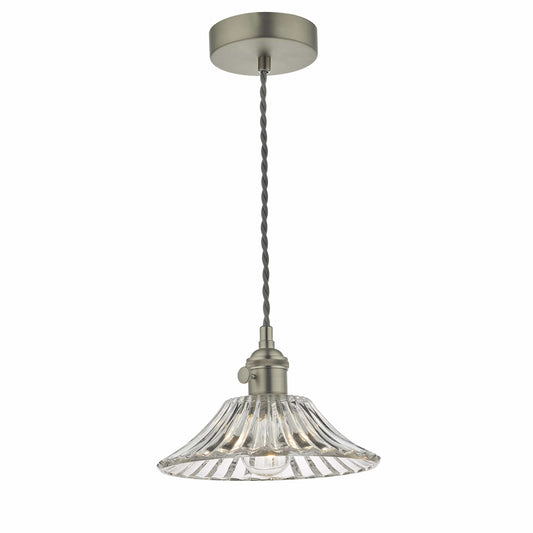 dar lighting Hadano Pendant Antique Chrome With Flared Glass Shade HAD0161-04