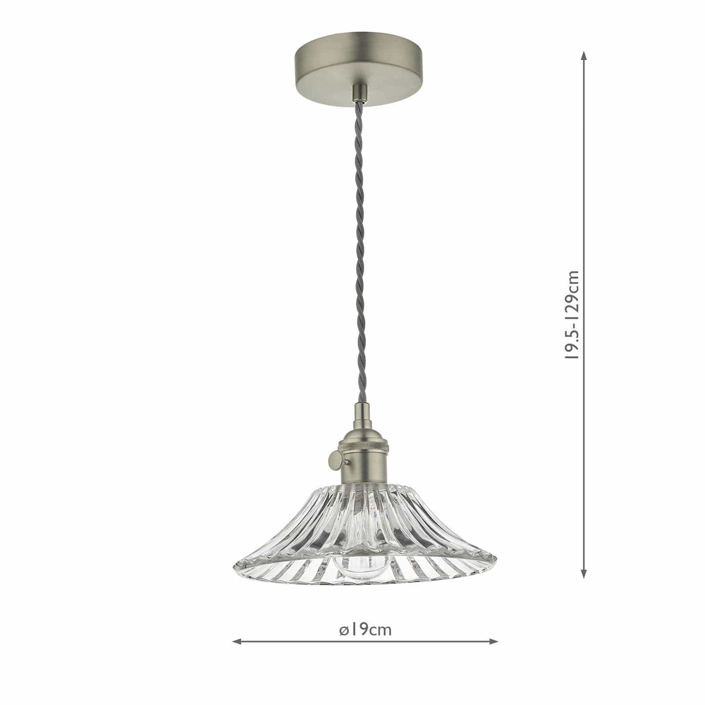 dar lighting Hadano Pendant Antique Chrome With Flared Glass Shade HAD0161-04