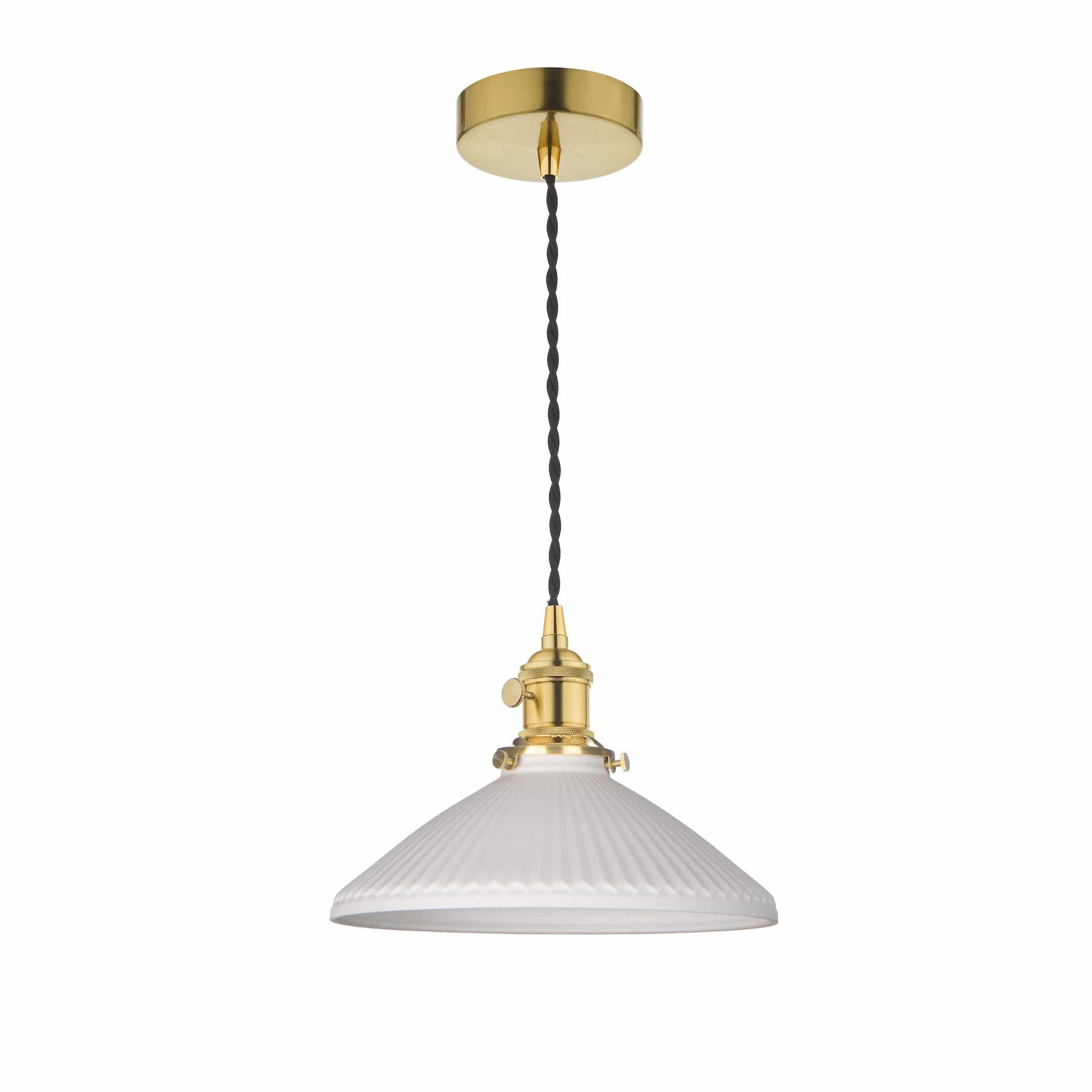 dar lighting Hadano Pendant Natural Brass & Ceramic Shallow Shade HAD0140-10
