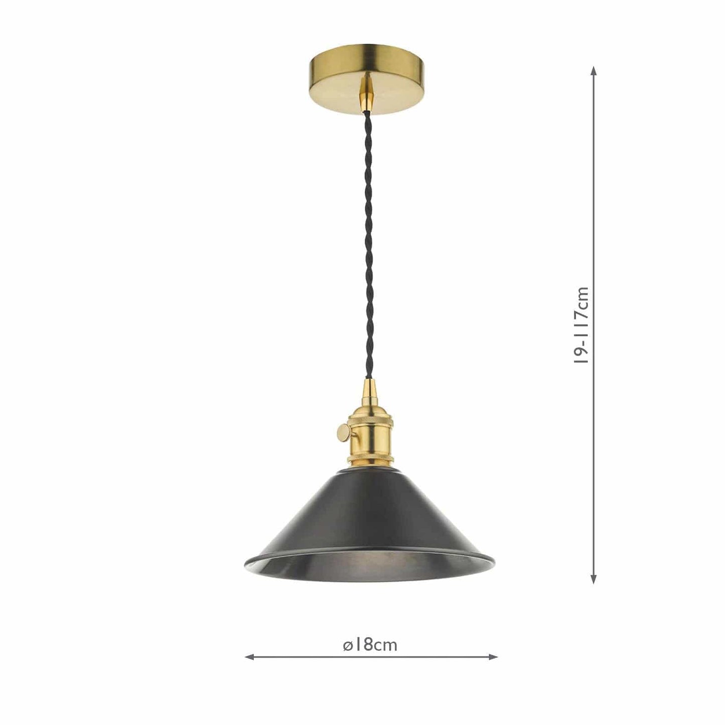 dar lighting Hadano Pendant Natural Brass With Antique Pewter Shade HAD0140-02