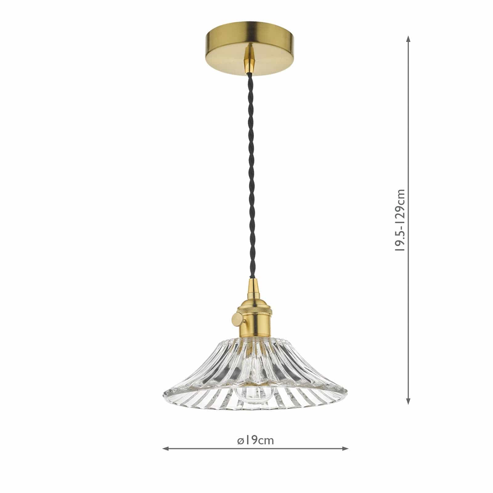 dar lighting Hadano Pendant Natural Brass With Flared Glass Shade HAD0140-04