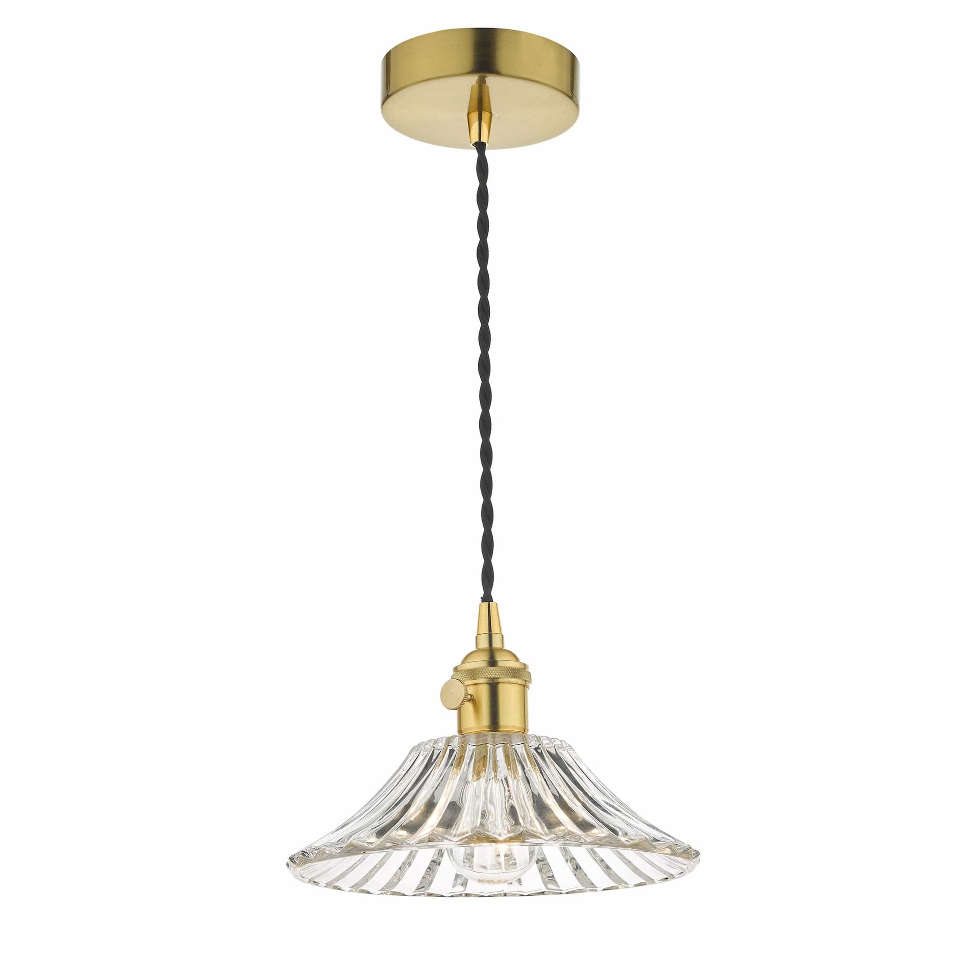 dar lighting Hadano Pendant Natural Brass With Flared Glass Shade HAD0140-04