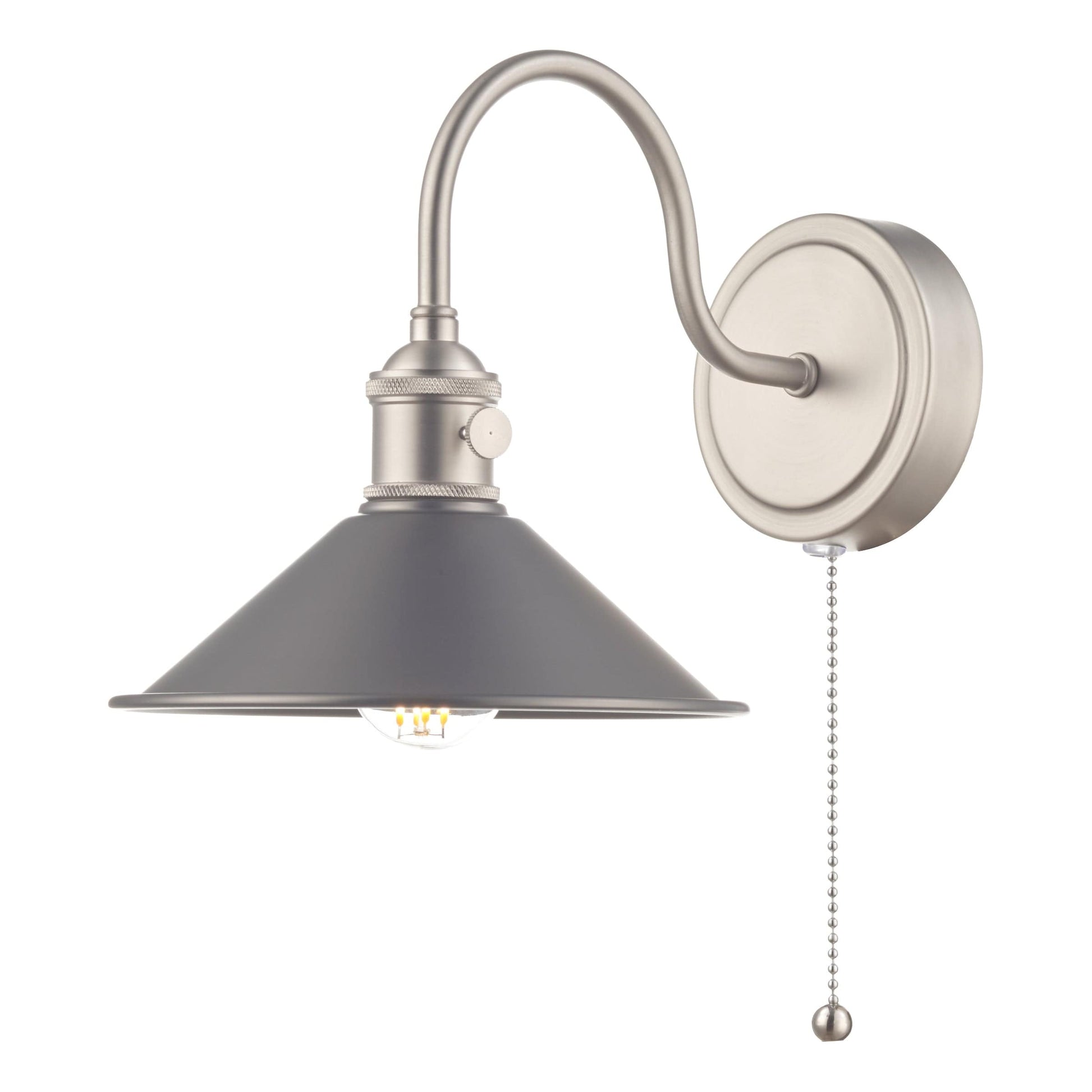 dar lighting Hadano Wall Light Antique Chrome With Antique Pewter Shade HAD0761-02