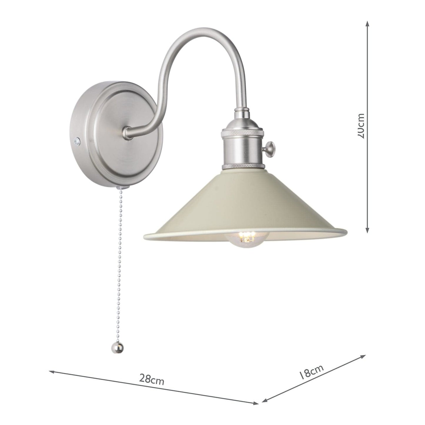 dar lighting Hadano Wall Light Antique Chrome With Cashmere Shade HAD0761-06