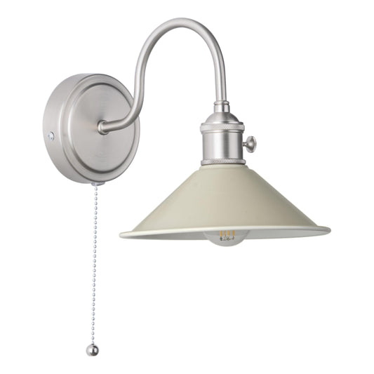 dar lighting Hadano Wall Light Antique Chrome With Cashmere Shade HAD0761-06