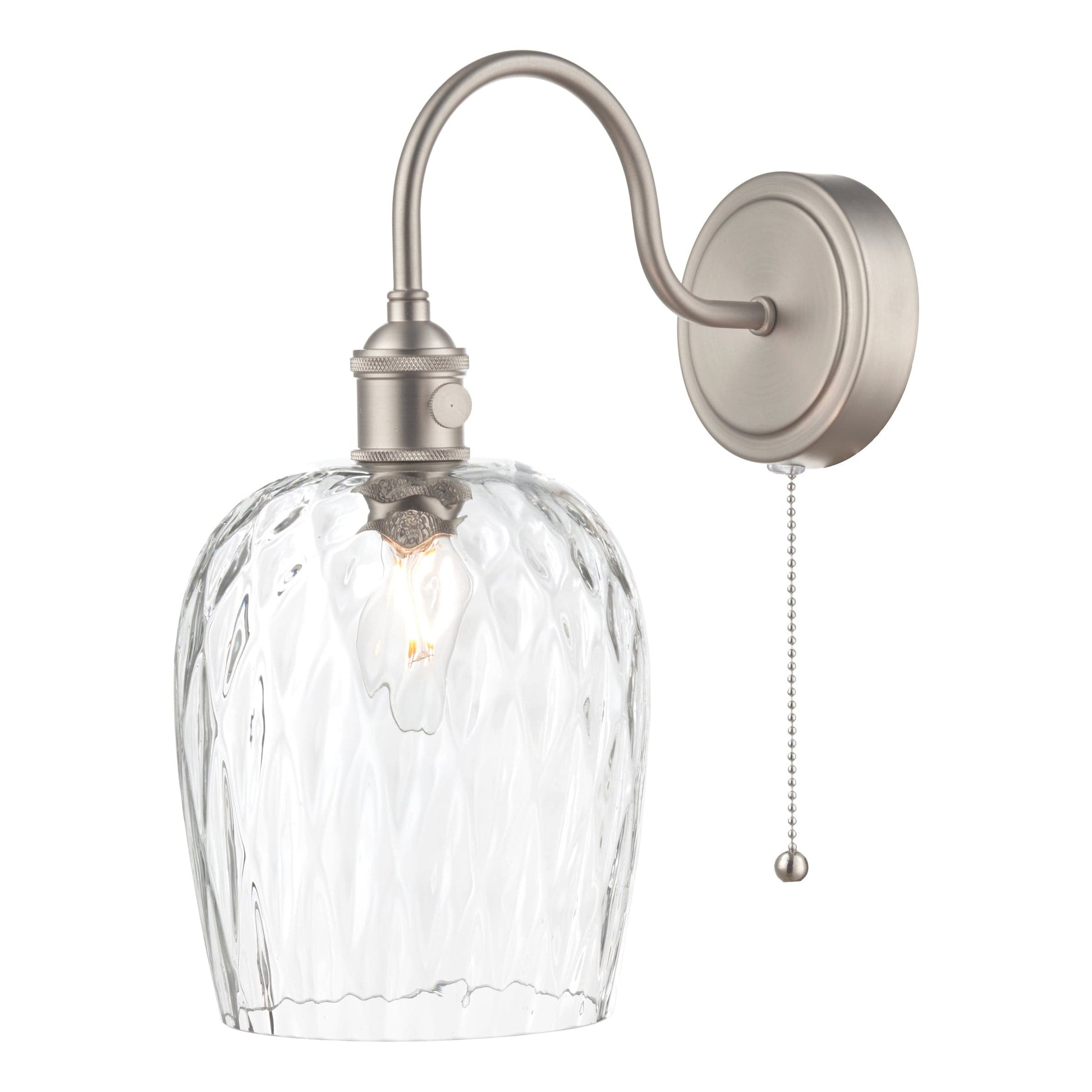 dar lighting Hadano Wall Light Antique Chrome With Clear Dimpled Glass Shade HAD0761-03