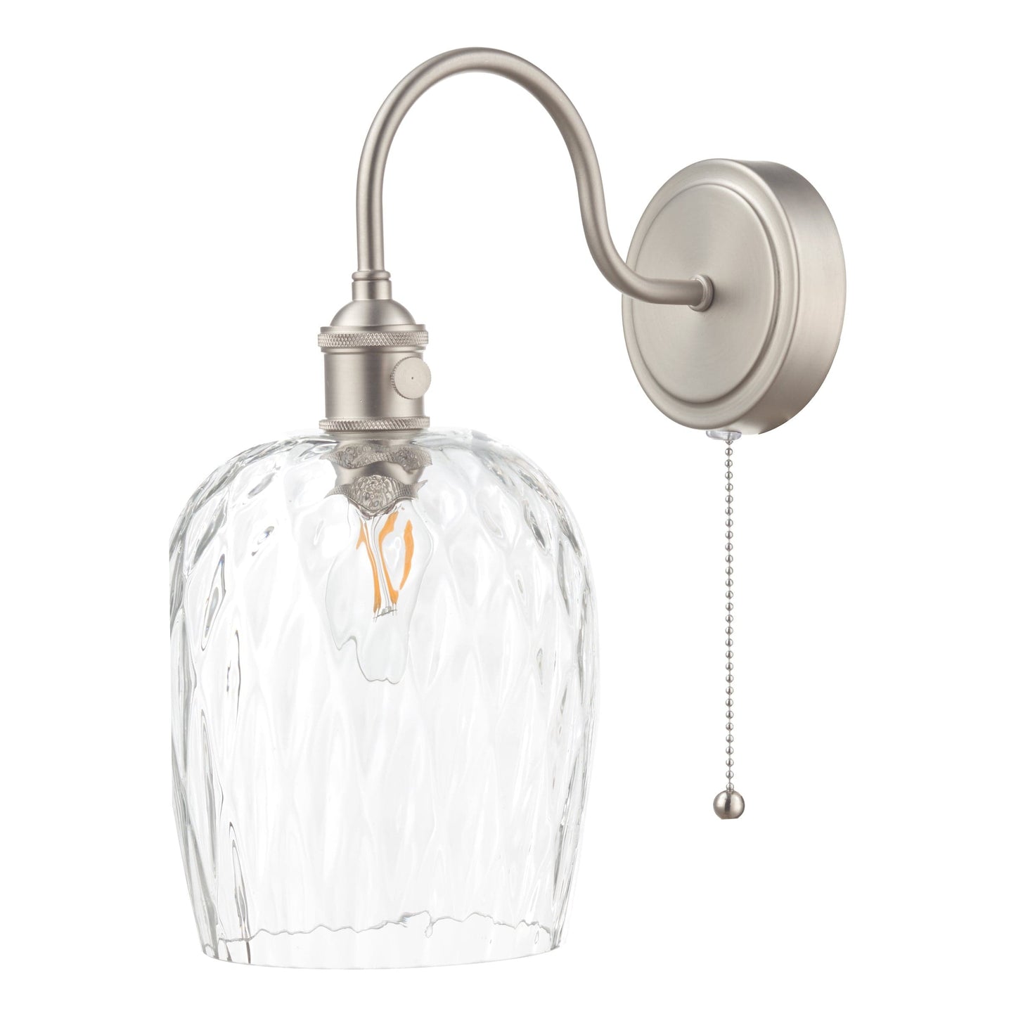 dar lighting Hadano Wall Light Antique Chrome With Clear Dimpled Glass Shade HAD0761-03