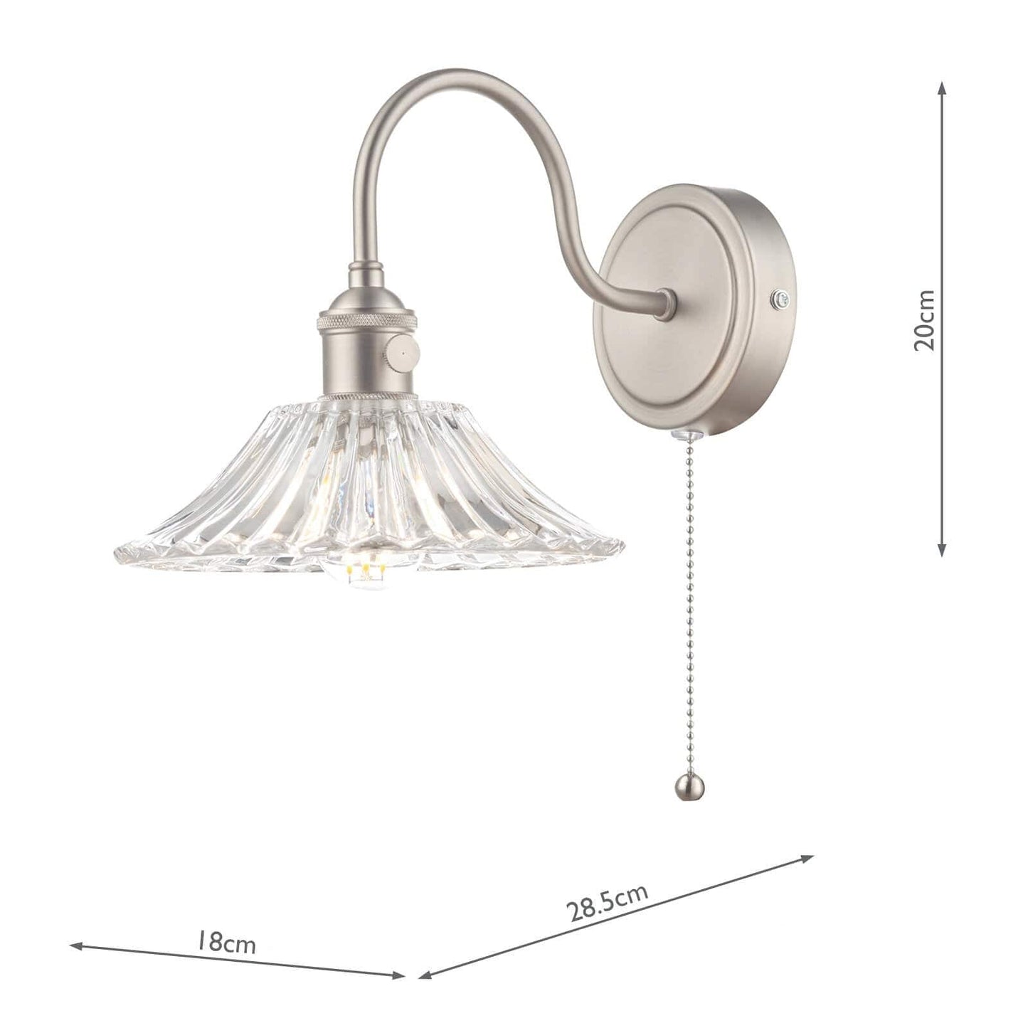 dar lighting Hadano Wall Light Antique Chrome With Clear Flared Glass shade HAD0761-04