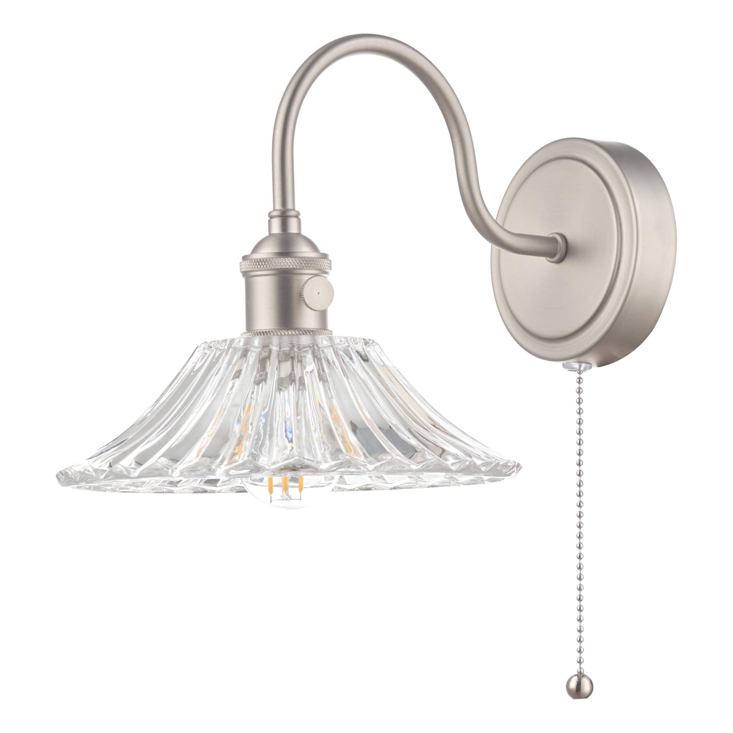 dar lighting Hadano Wall Light Antique Chrome With Clear Flared Glass shade HAD0761-04