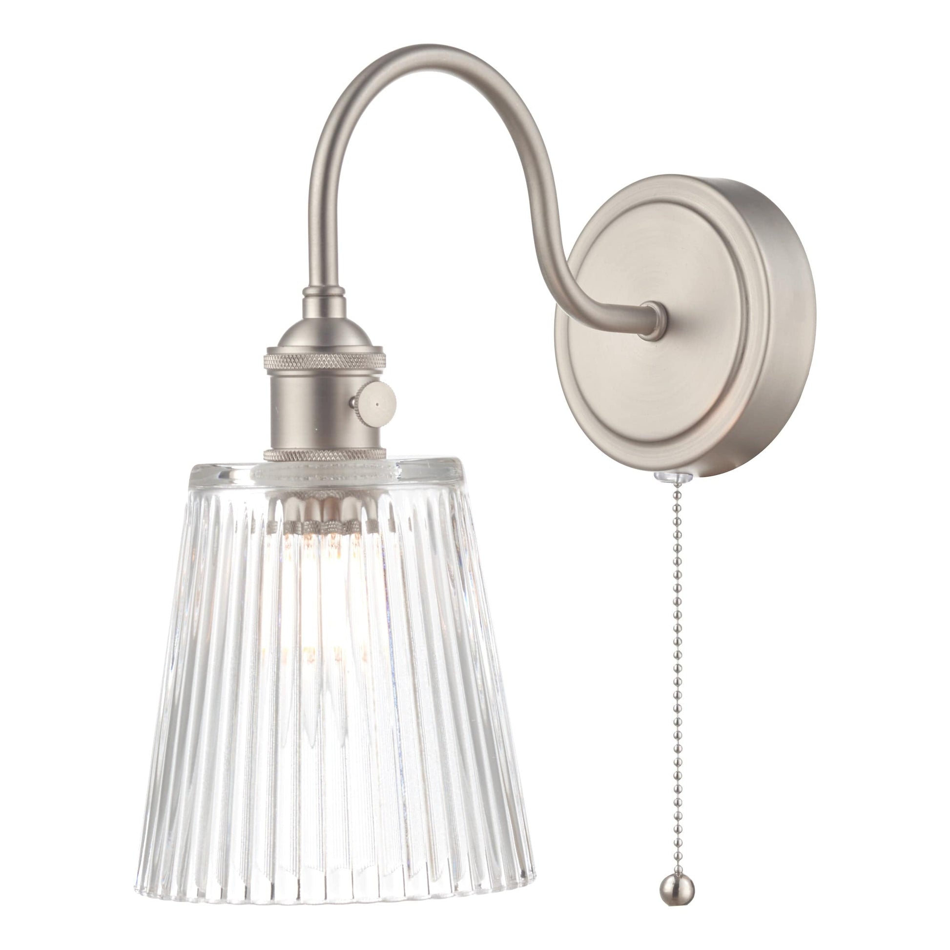 dar lighting Hadano Wall Light Antique Chrome With Clear Ribbed Glass Shade HAD0761-05