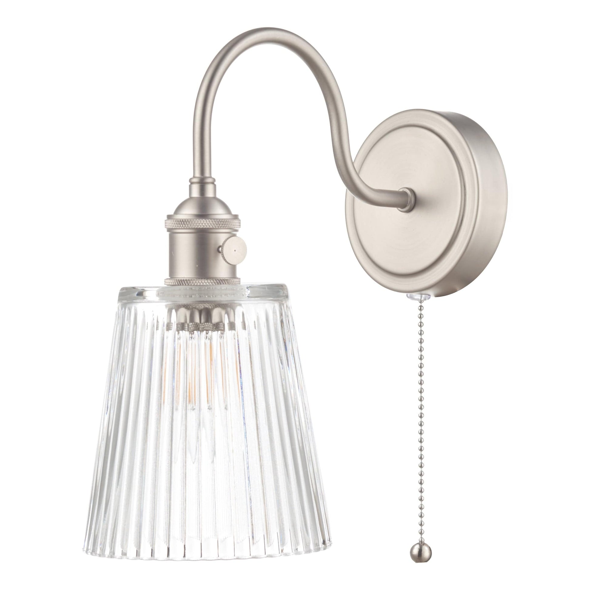 dar lighting Hadano Wall Light Antique Chrome With Clear Ribbed Glass Shade HAD0761-05