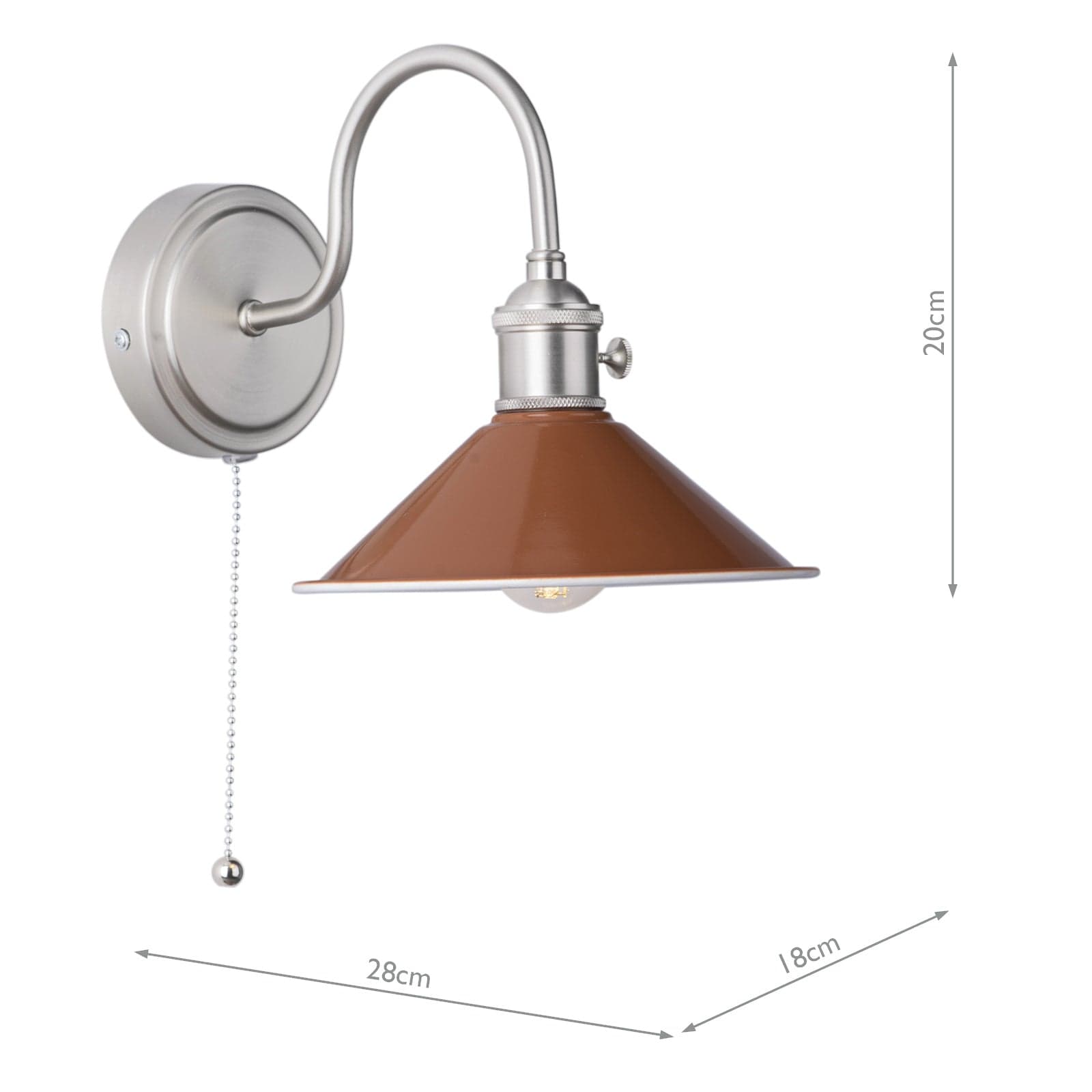 dar lighting Hadano Wall Light Antique Chrome With Umber Shade HAD0761-08