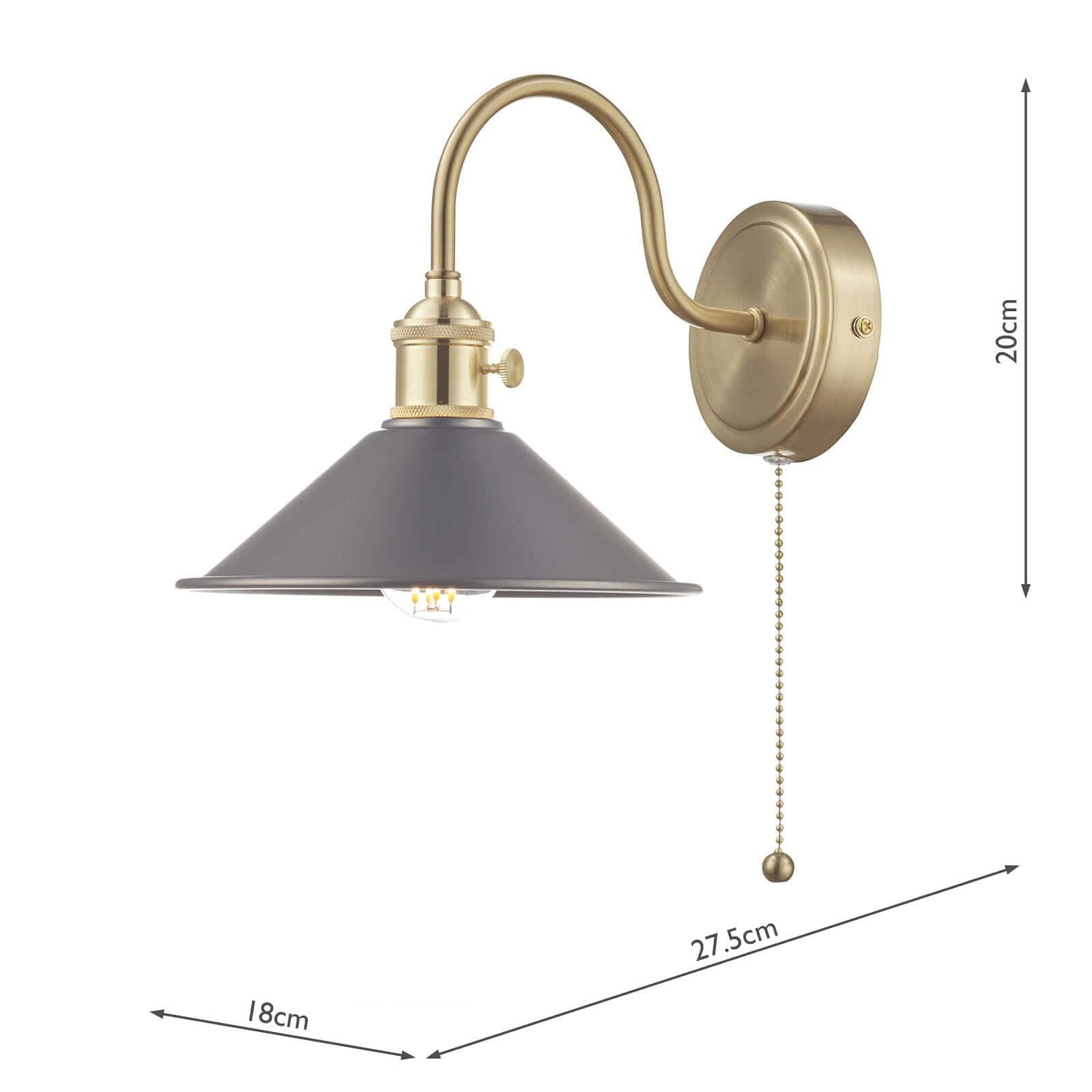 dar lighting Hadano Wall Light Brass With Antique Pewter Shade HAD0740-02