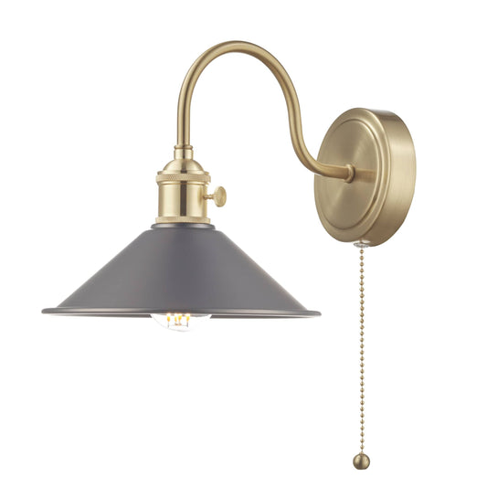 dar lighting Hadano Wall Light Brass With Antique Pewter Shade HAD0740-02