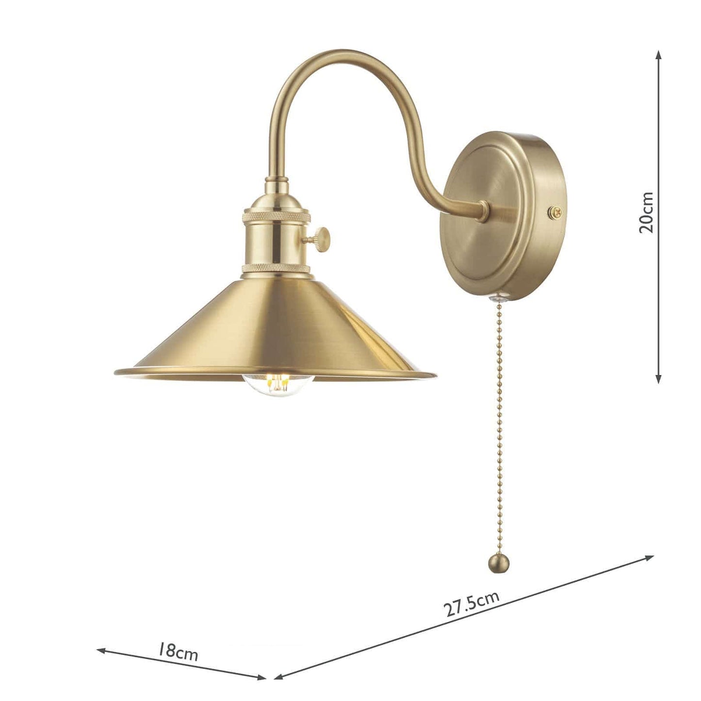 dar lighting Hadano Wall Light Brass With Brass Shade HAD0740-01