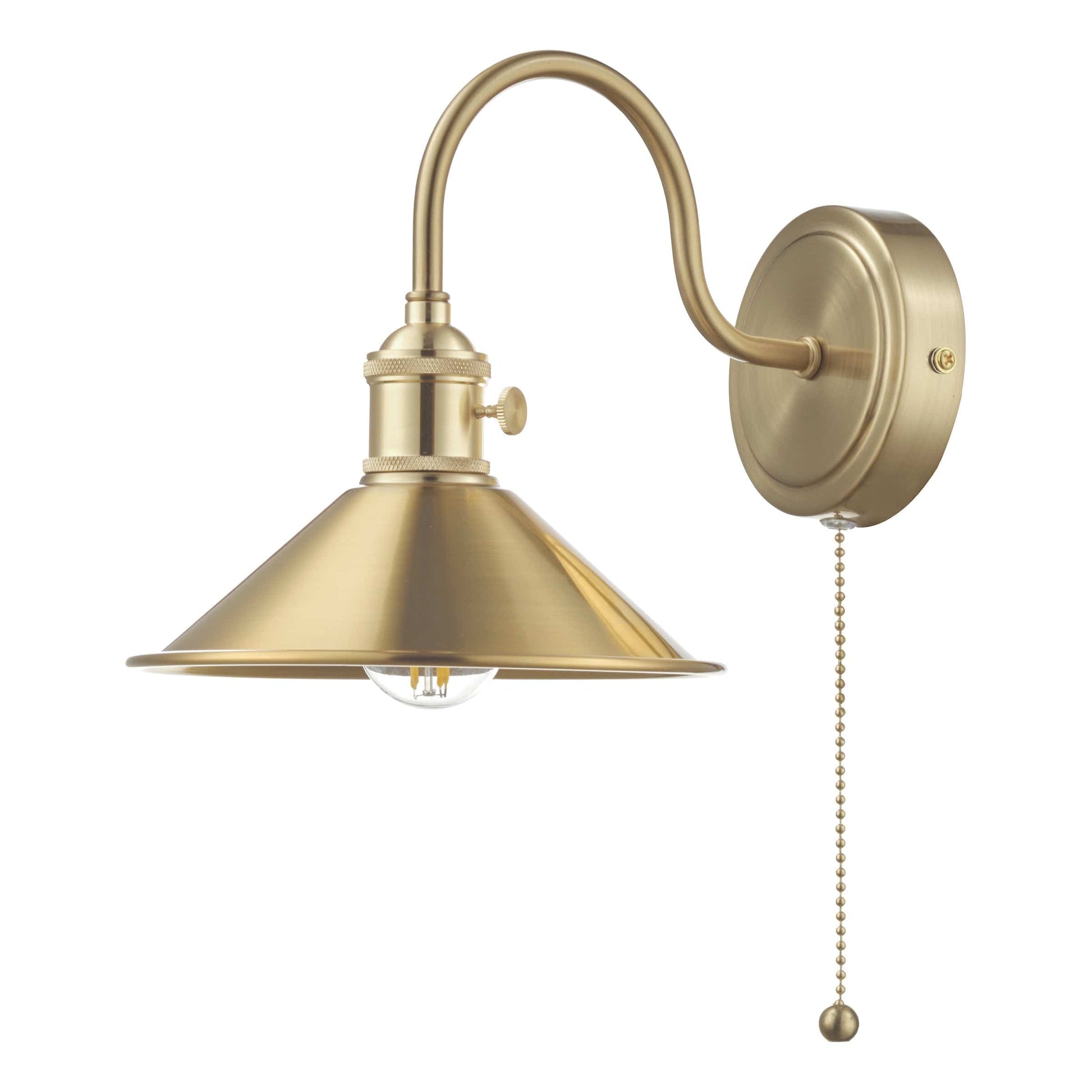 dar lighting Hadano Wall Light Brass With Brass Shade HAD0740-01