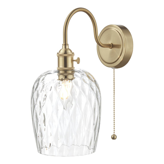 dar lighting Hadano Wall Light Brass With Clear Dimpled Shade HAD0740-03