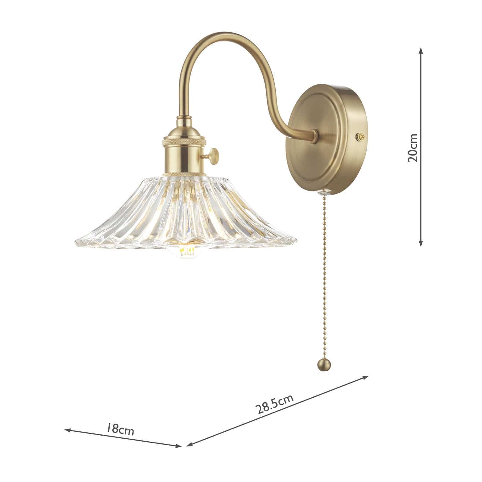 dar lighting Hadano Wall Light Brass With Clear Flared Glass Shade HAD0740-04