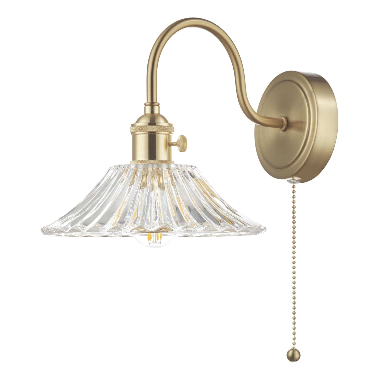 dar lighting Hadano Wall Light Brass With Clear Flared Glass Shade HAD0740-04