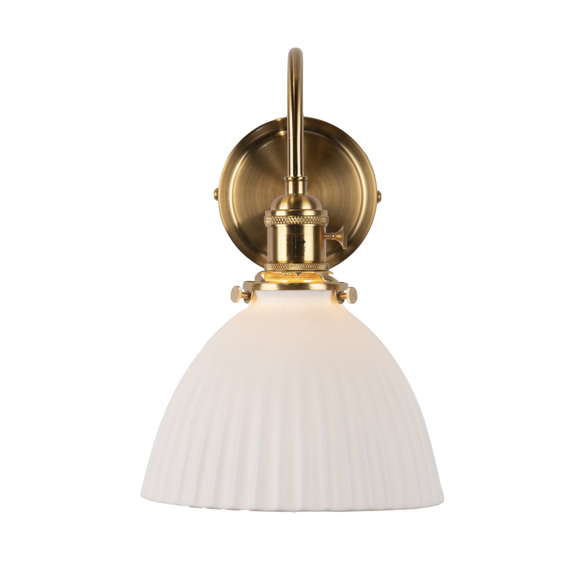 dar lighting Hadano Wall Light Natural Brass & Ceramic Domed Shade HAD0740-09