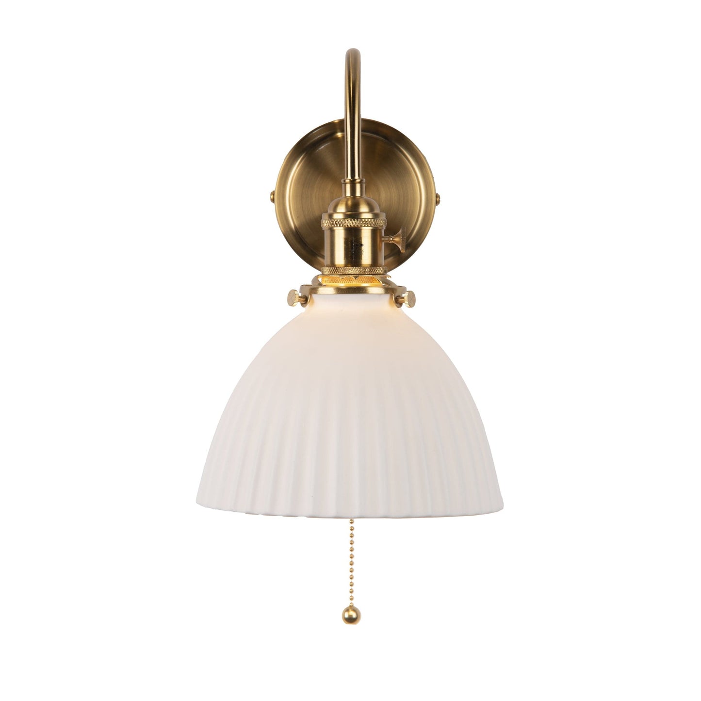 dar lighting Hadano Wall Light Natural Brass & Ceramic Domed Shade HAD0740-09