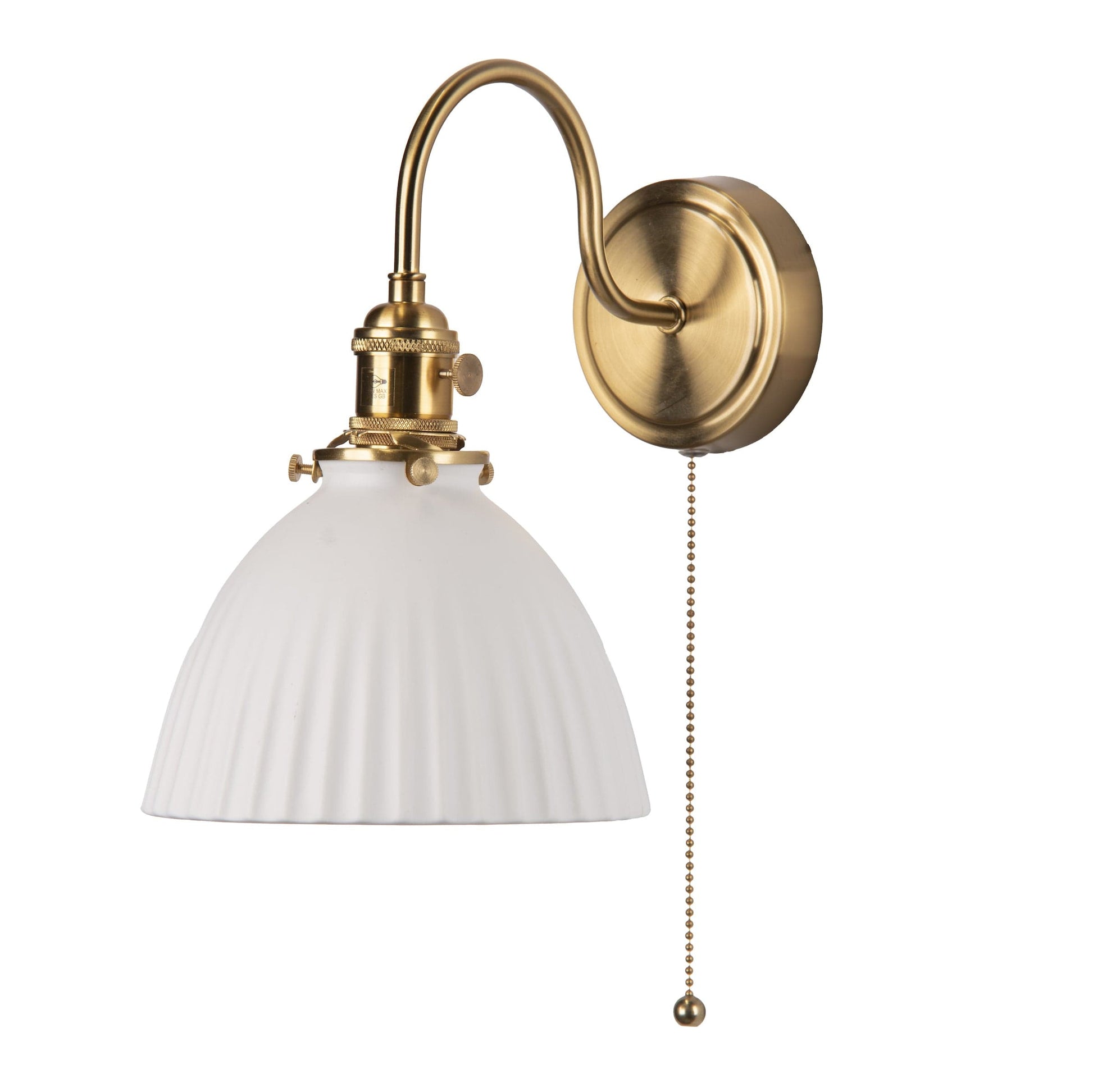 dar lighting Hadano Wall Light Natural Brass & Ceramic Domed Shade HAD0740-09