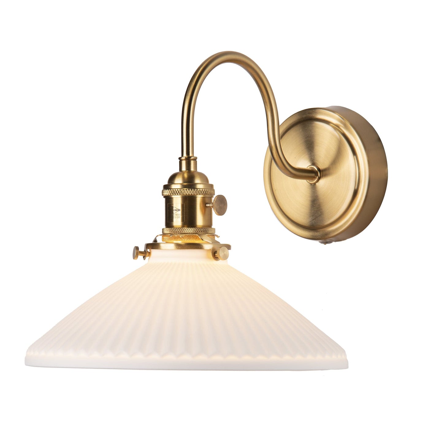 dar lighting Hadano Wall Light Natural Brass & Ceramic Shallow Shade HAD0740-10