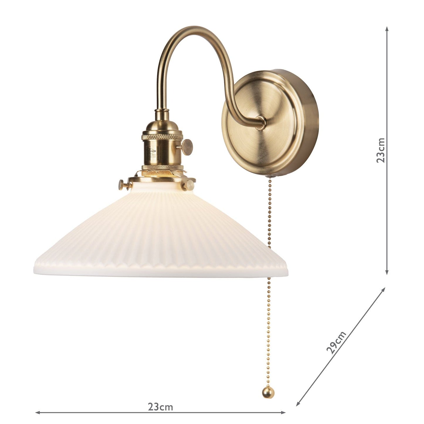 dar lighting Hadano Wall Light Natural Brass & Ceramic Shallow Shade HAD0740-10