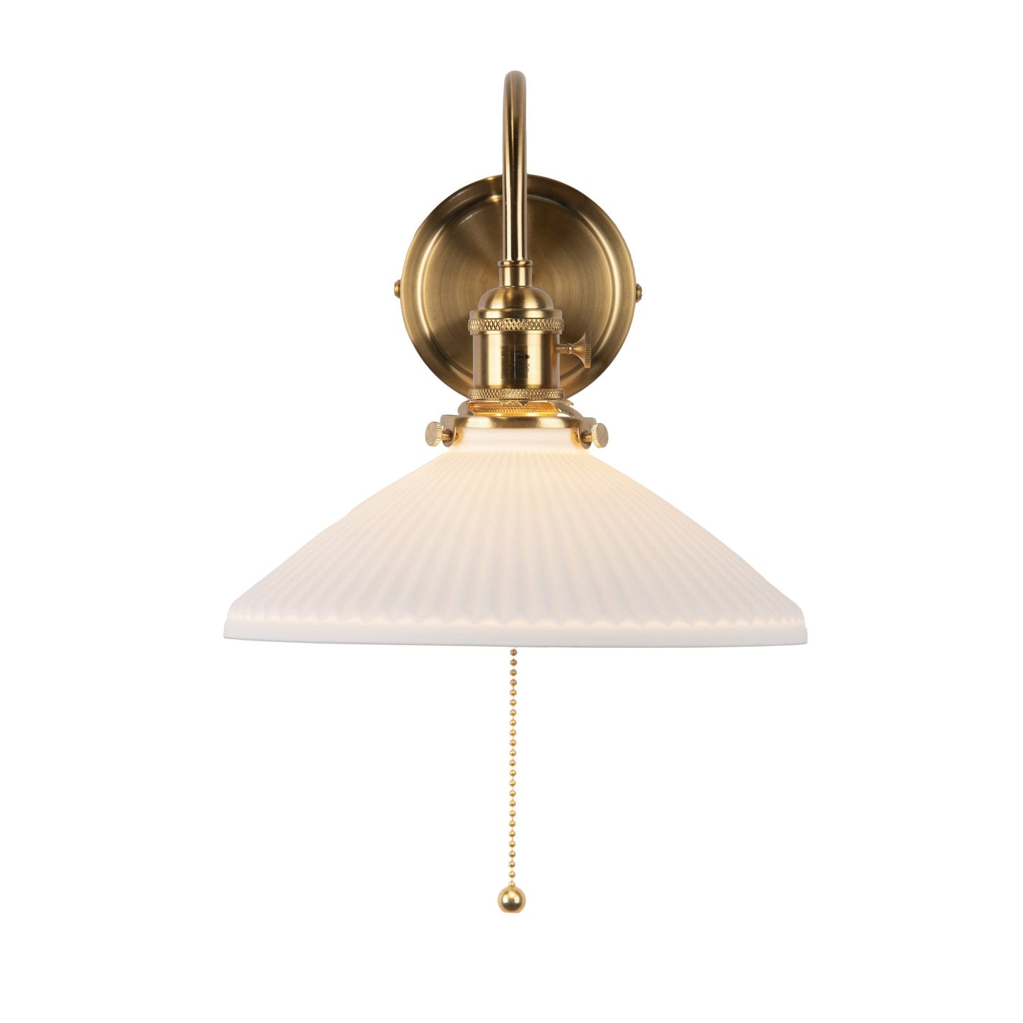 dar lighting Hadano Wall Light Natural Brass & Ceramic Shallow Shade HAD0740-10