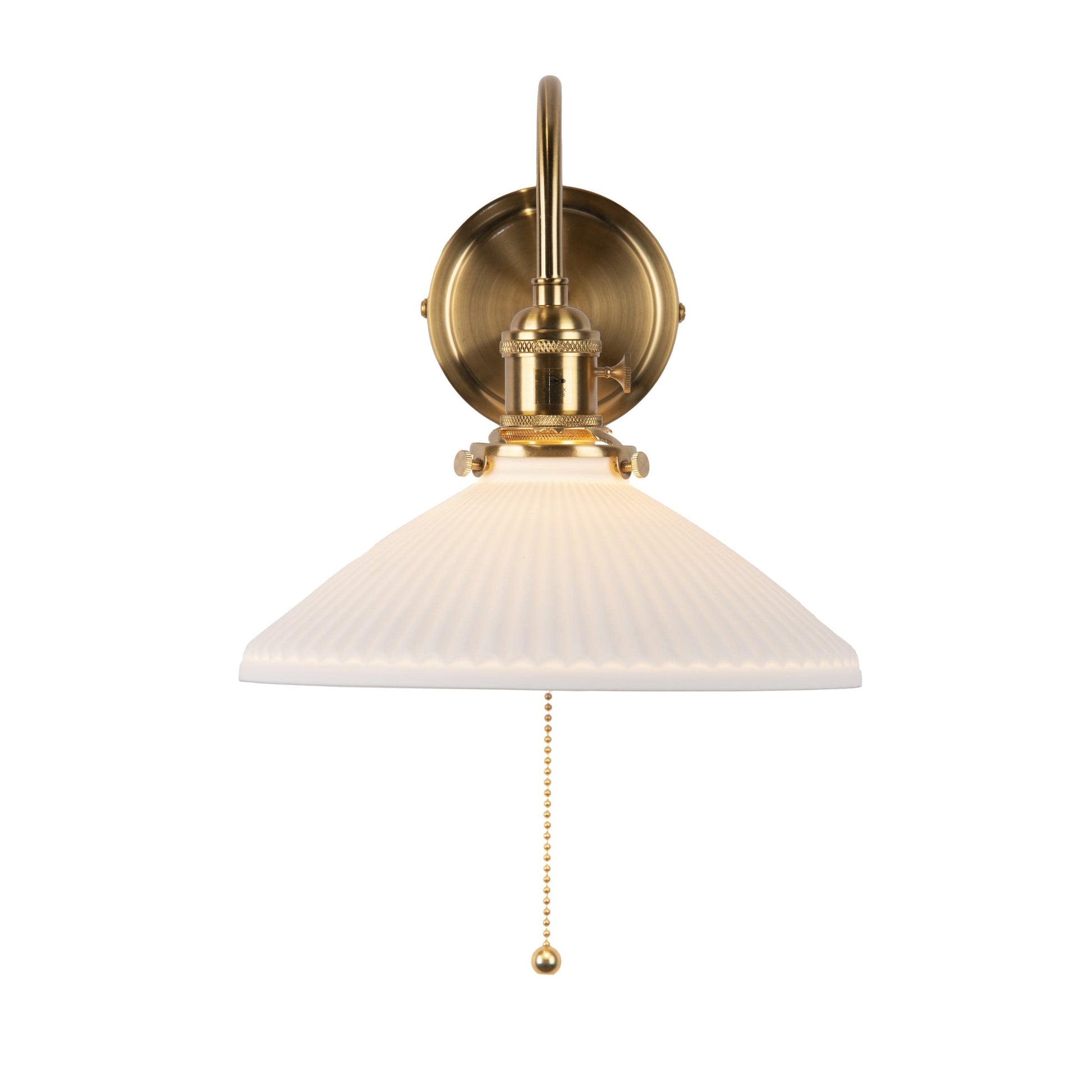 dar lighting Hadano Wall Light Natural Brass & Ceramic Shallow Shade HAD0740-10