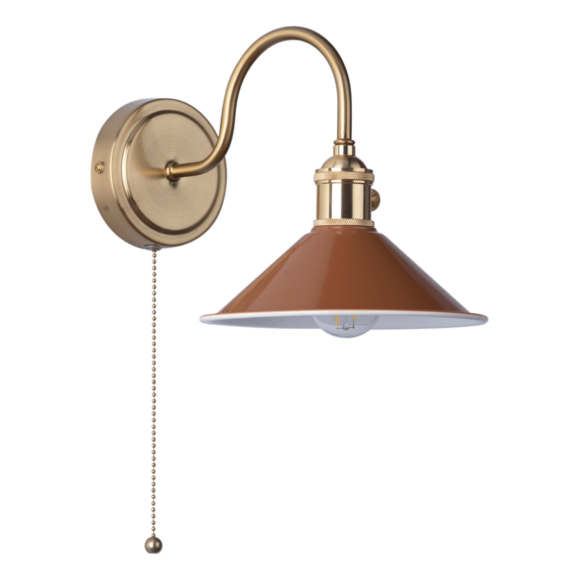 dar lighting Hadano Wall Light Natural Brass With Umber Shade HAD0740-08