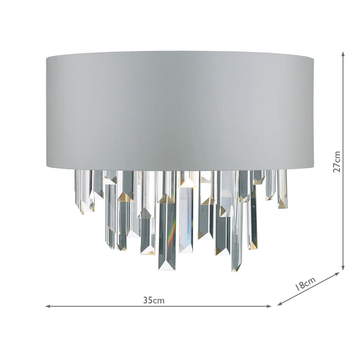 dar lighting Halle 2 Light Wall Light Grey Shade & Crystal HAL0939