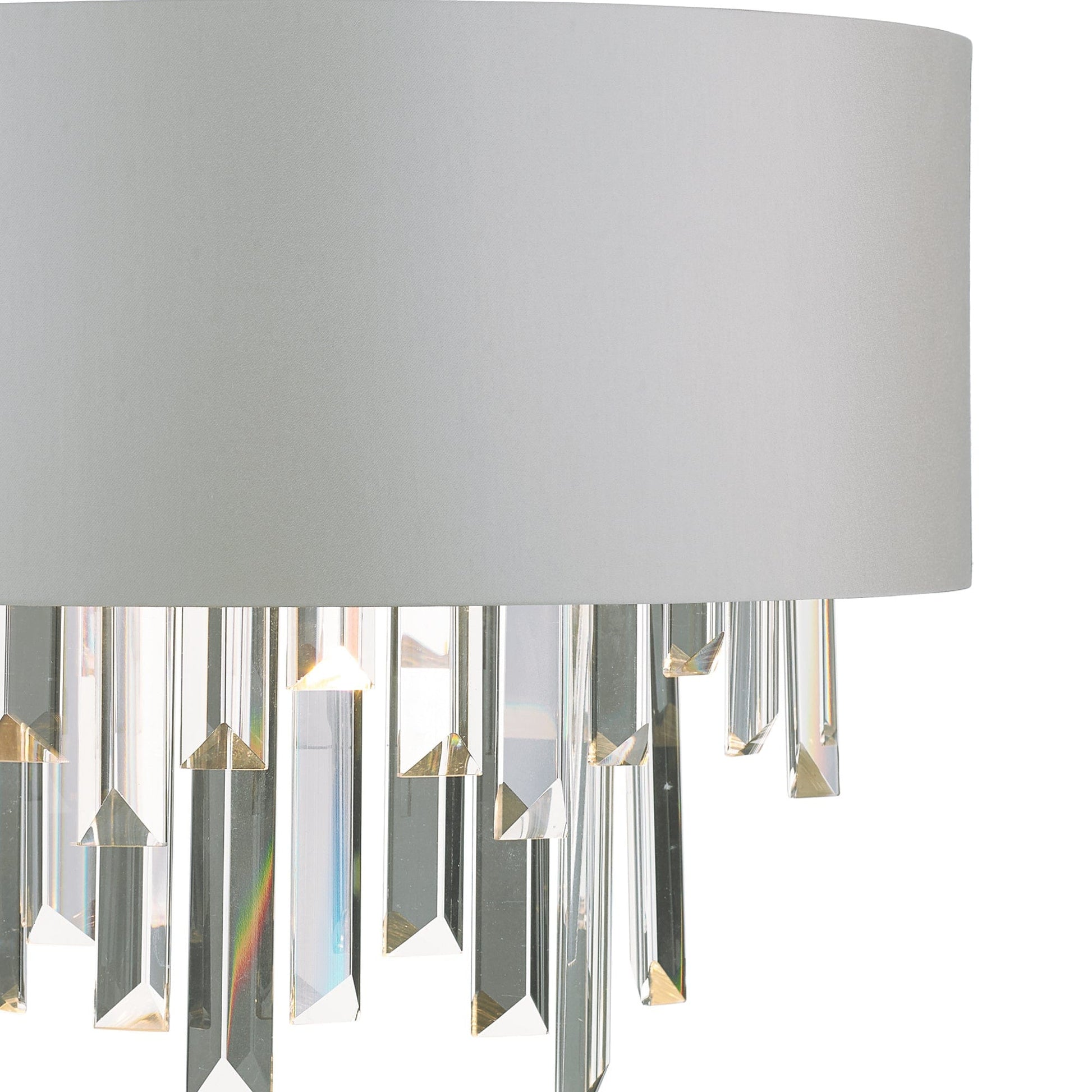 dar lighting Halle 2 Light Wall Light Grey Shade & Crystal HAL0939