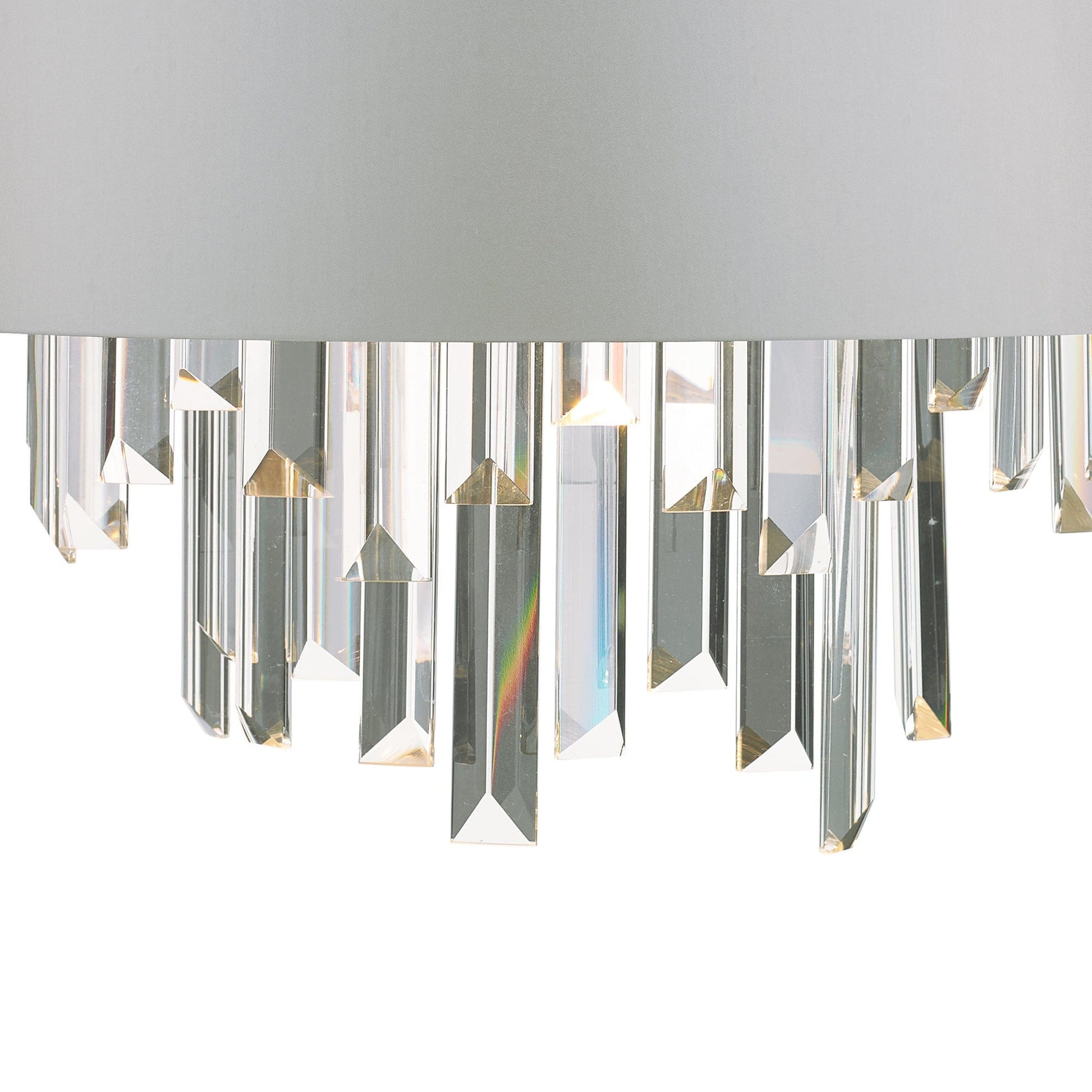 dar lighting Halle 2 Light Wall Light Grey Shade & Crystal HAL0939