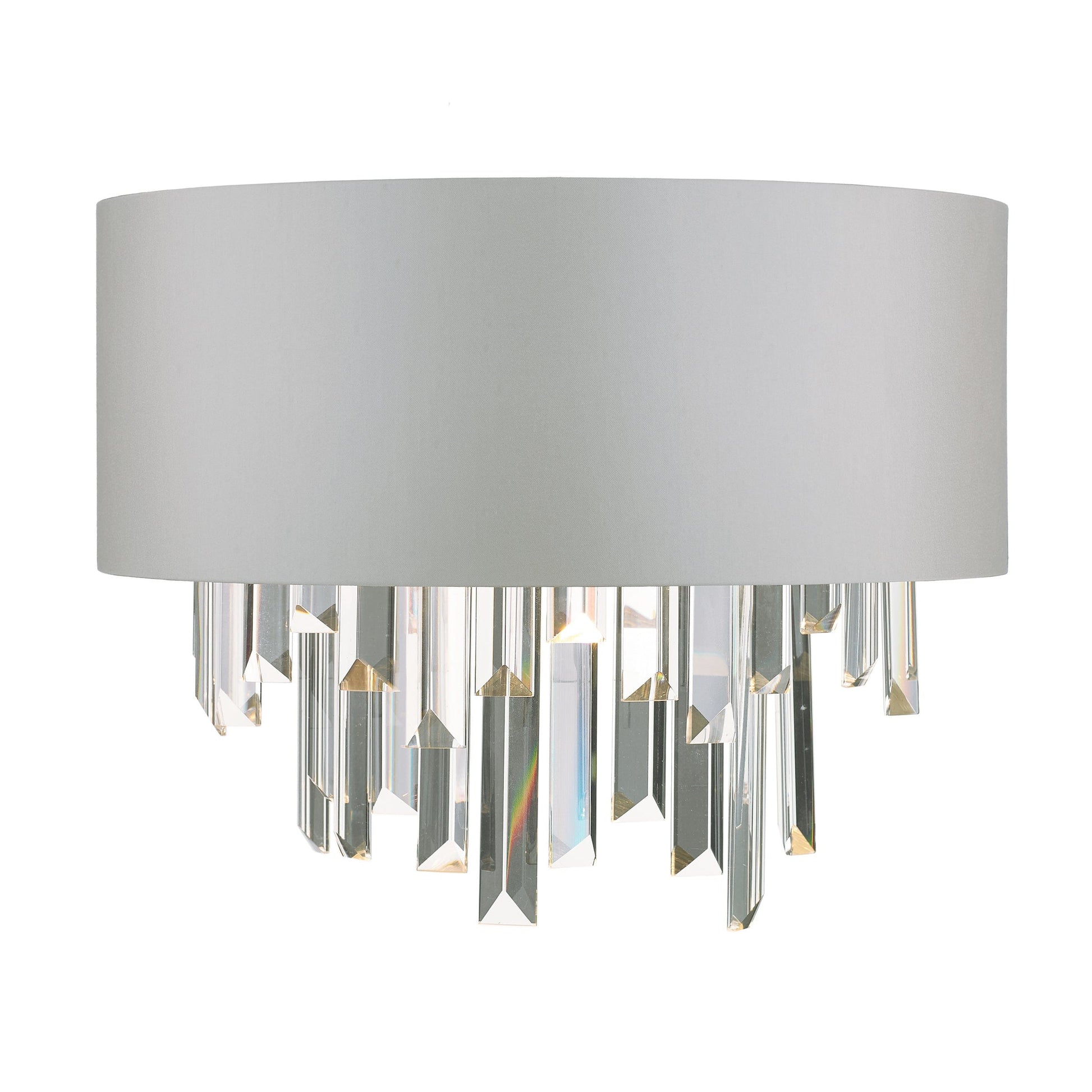 dar lighting Halle 2 Light Wall Light Grey Shade & Crystal HAL0939