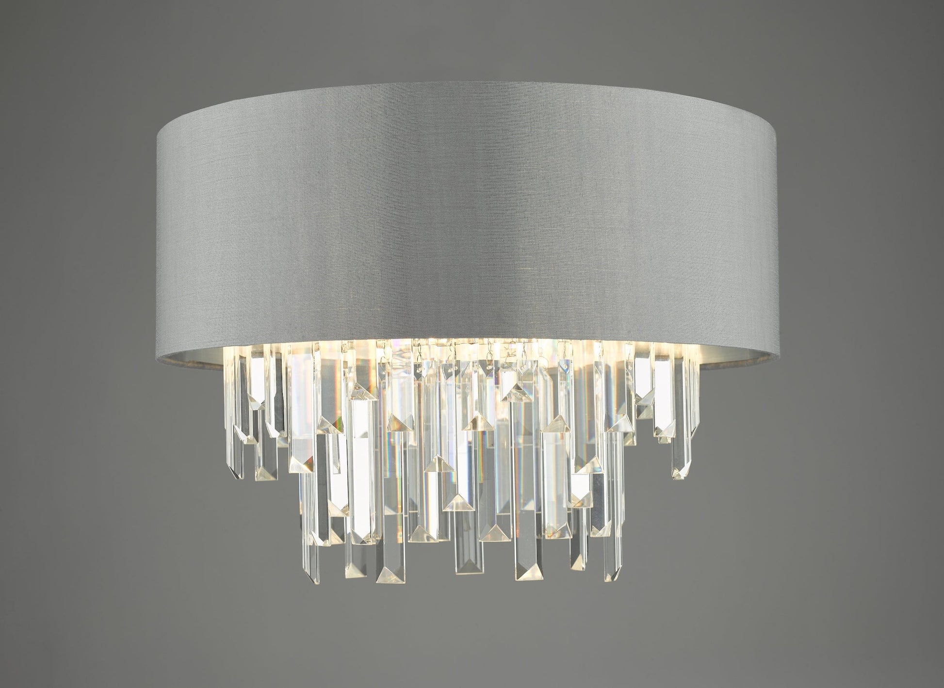 dar lighting Halle 4 Light Flush Grey Shade Crystal HAL5439