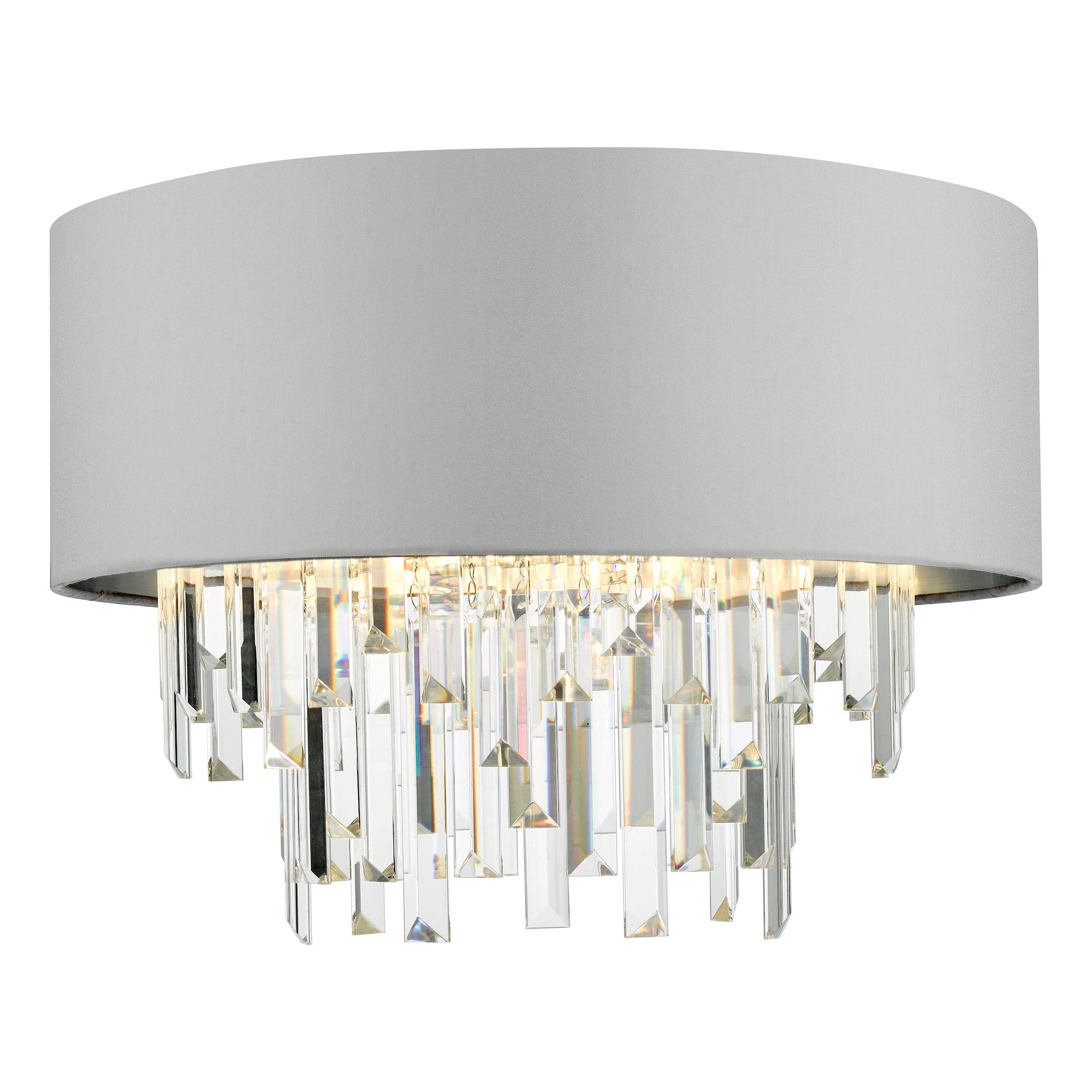 dar lighting Halle 4 Light Flush Grey Shade Crystal HAL5439