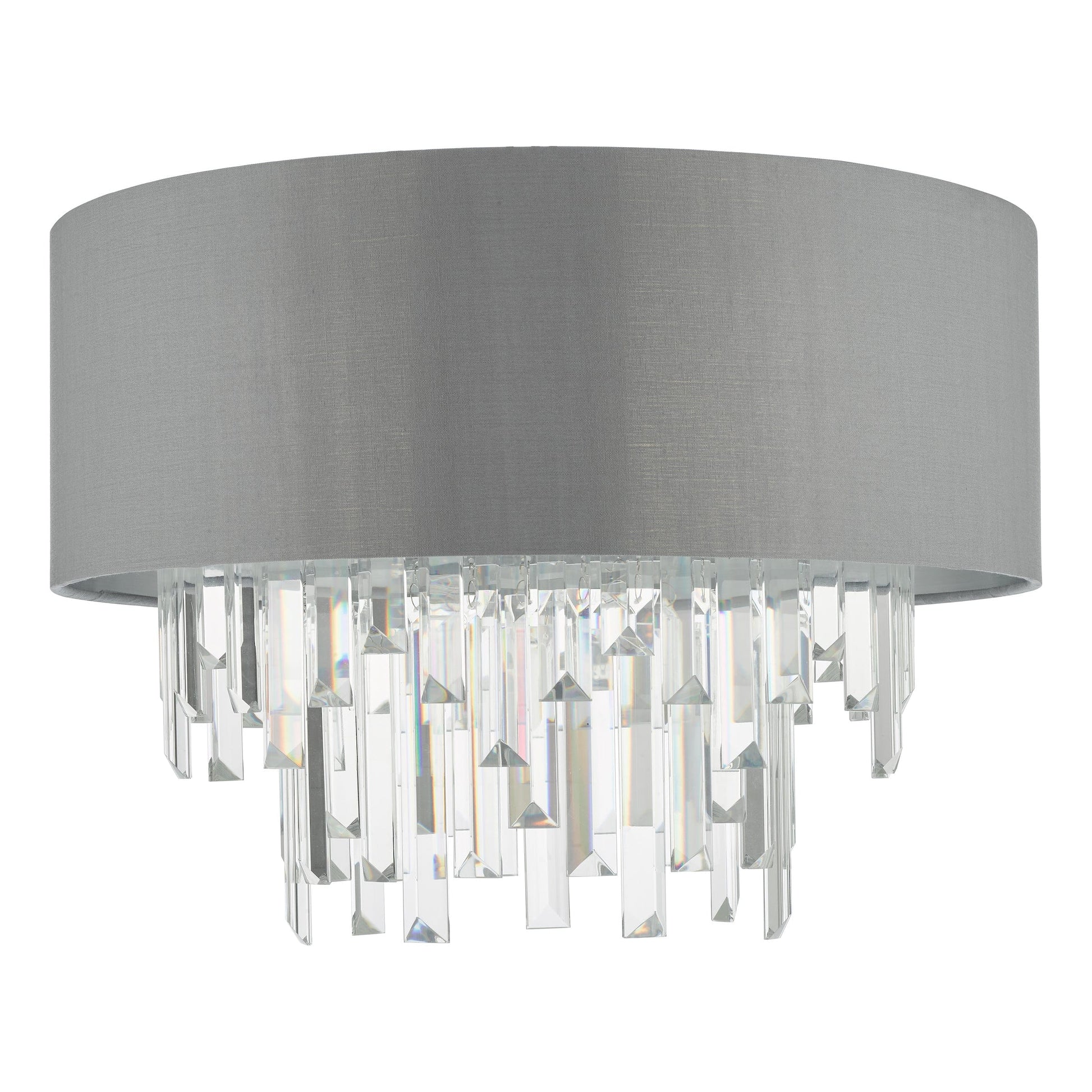 dar lighting Halle 4 Light Flush Grey Shade Crystal HAL5439