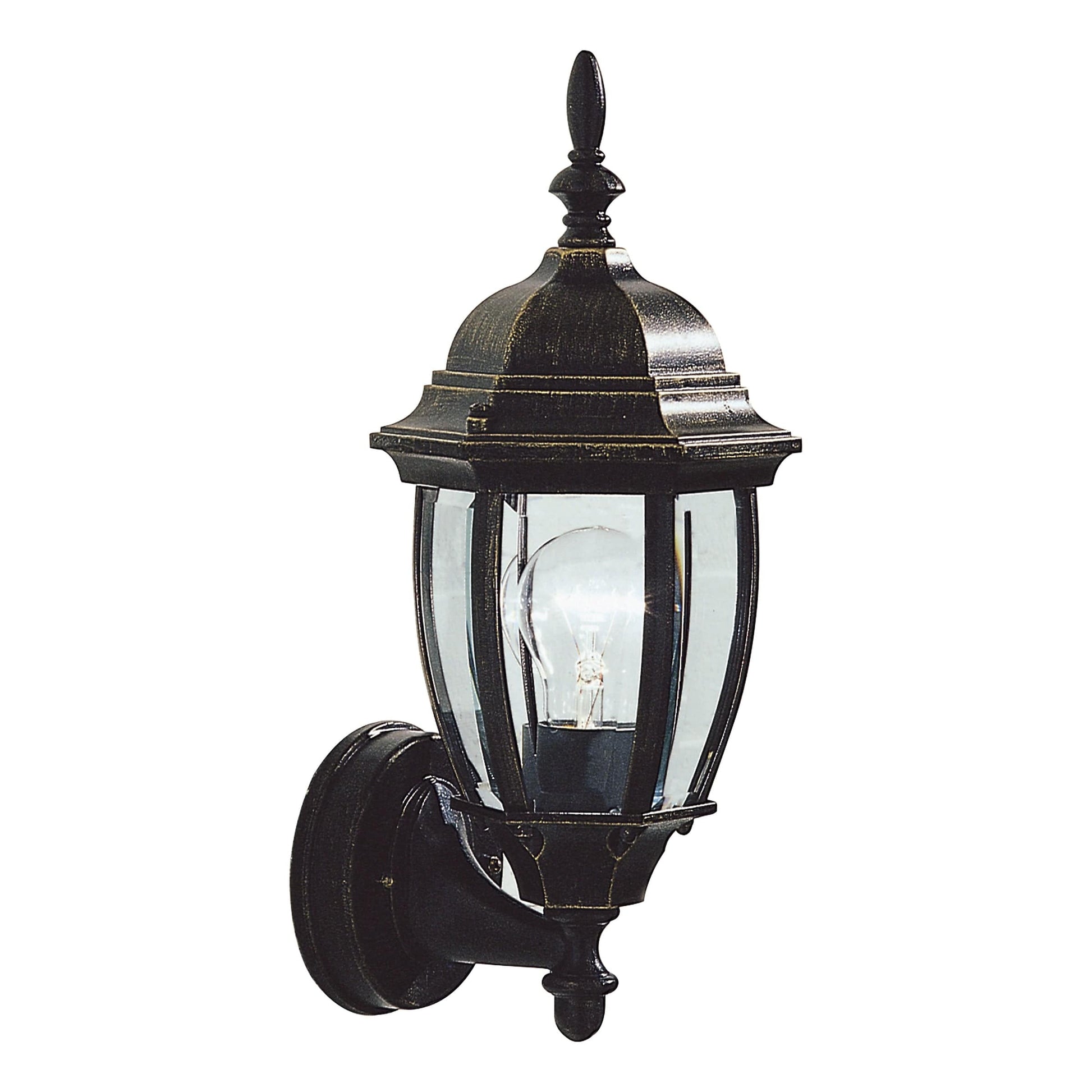 dar lighting Hambro Outdoor Wall Light Black/Gold Glass IP43 HAM162235