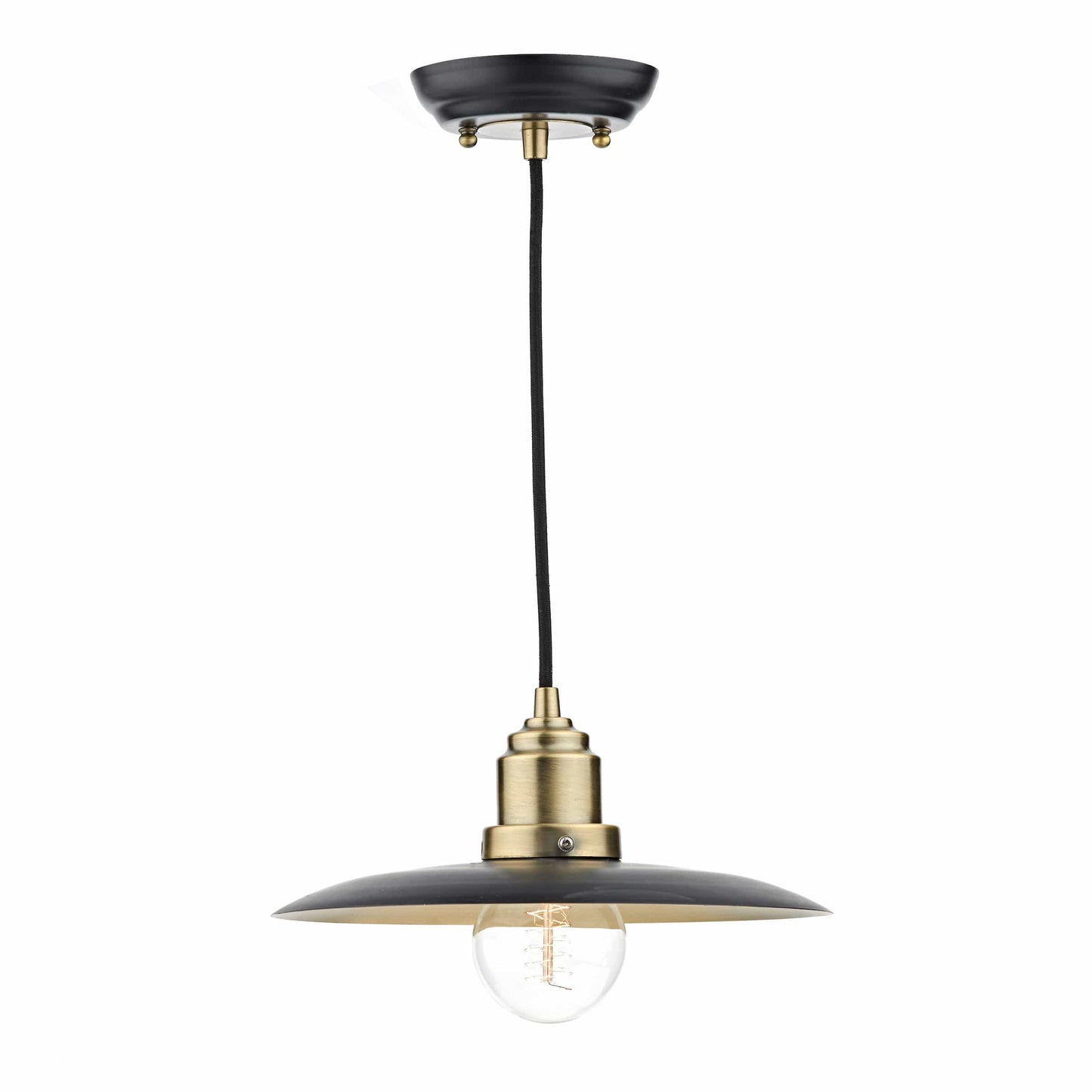 dar lighting Hannover 1 Light Pendant Black Antique Brass HAN0154