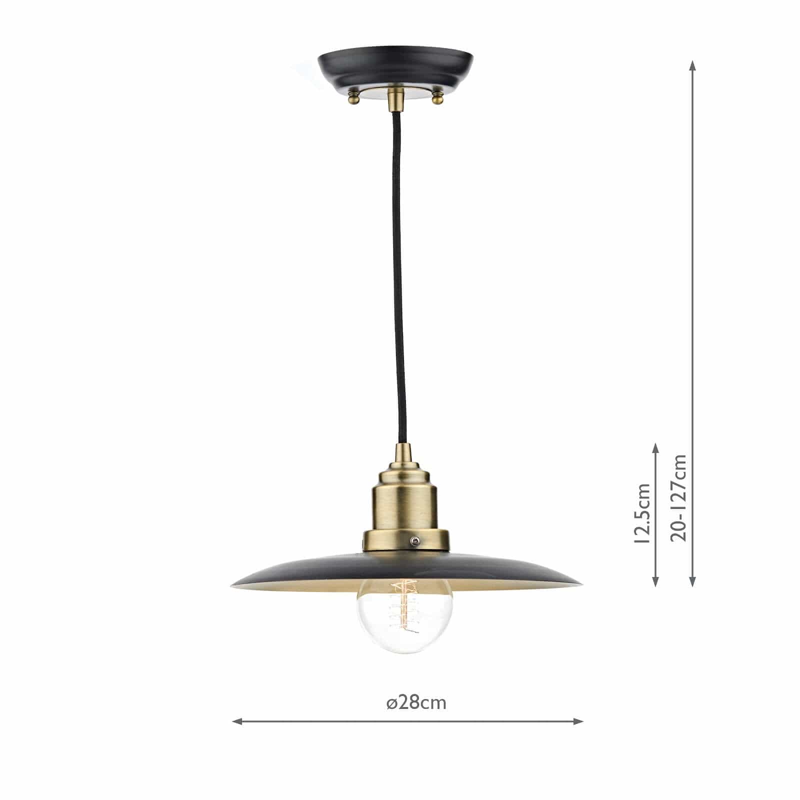 dar lighting Hannover 1 Light Pendant Black Antique Brass HAN0154