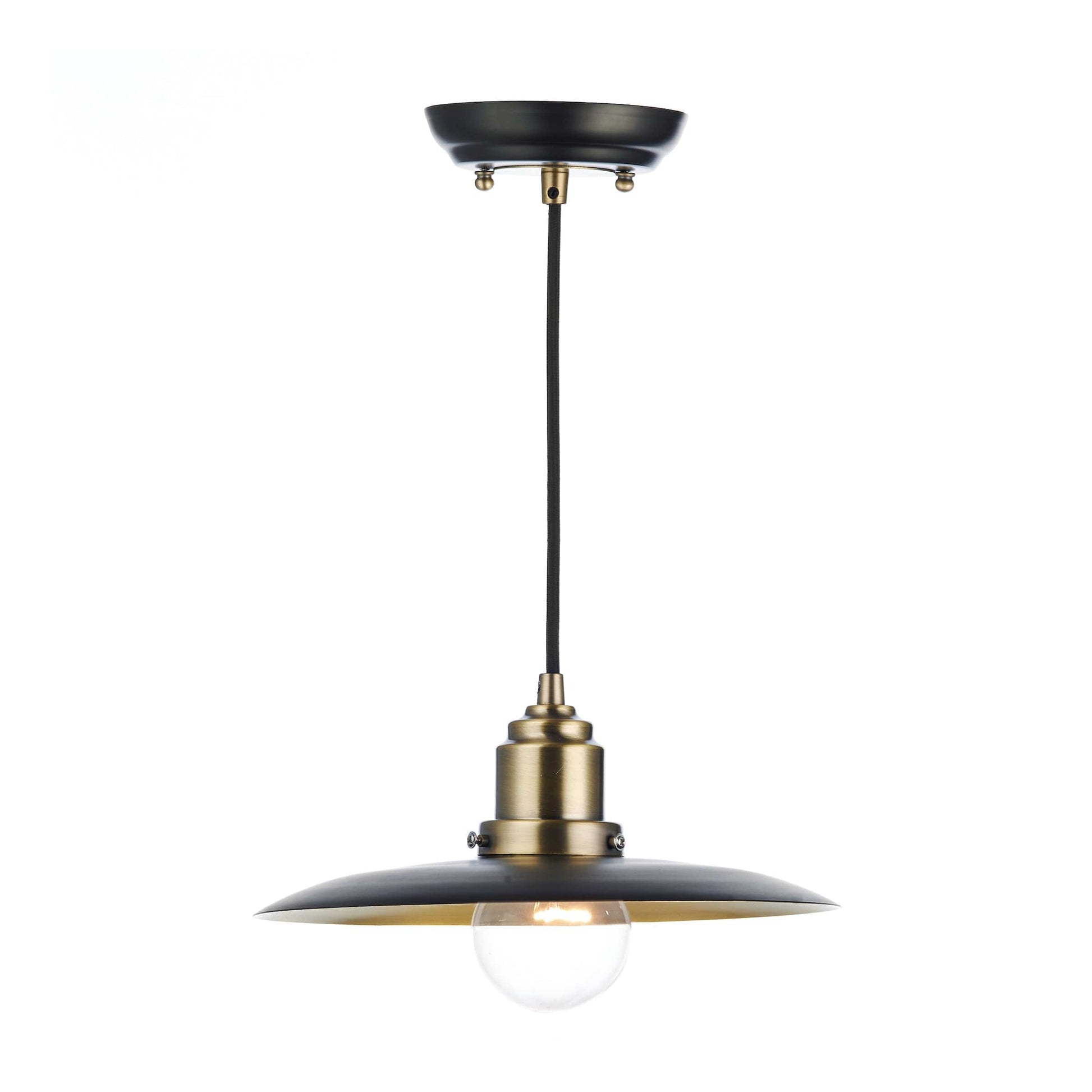 dar lighting Hannover 1 Light Pendant Black Antique Brass HAN0154