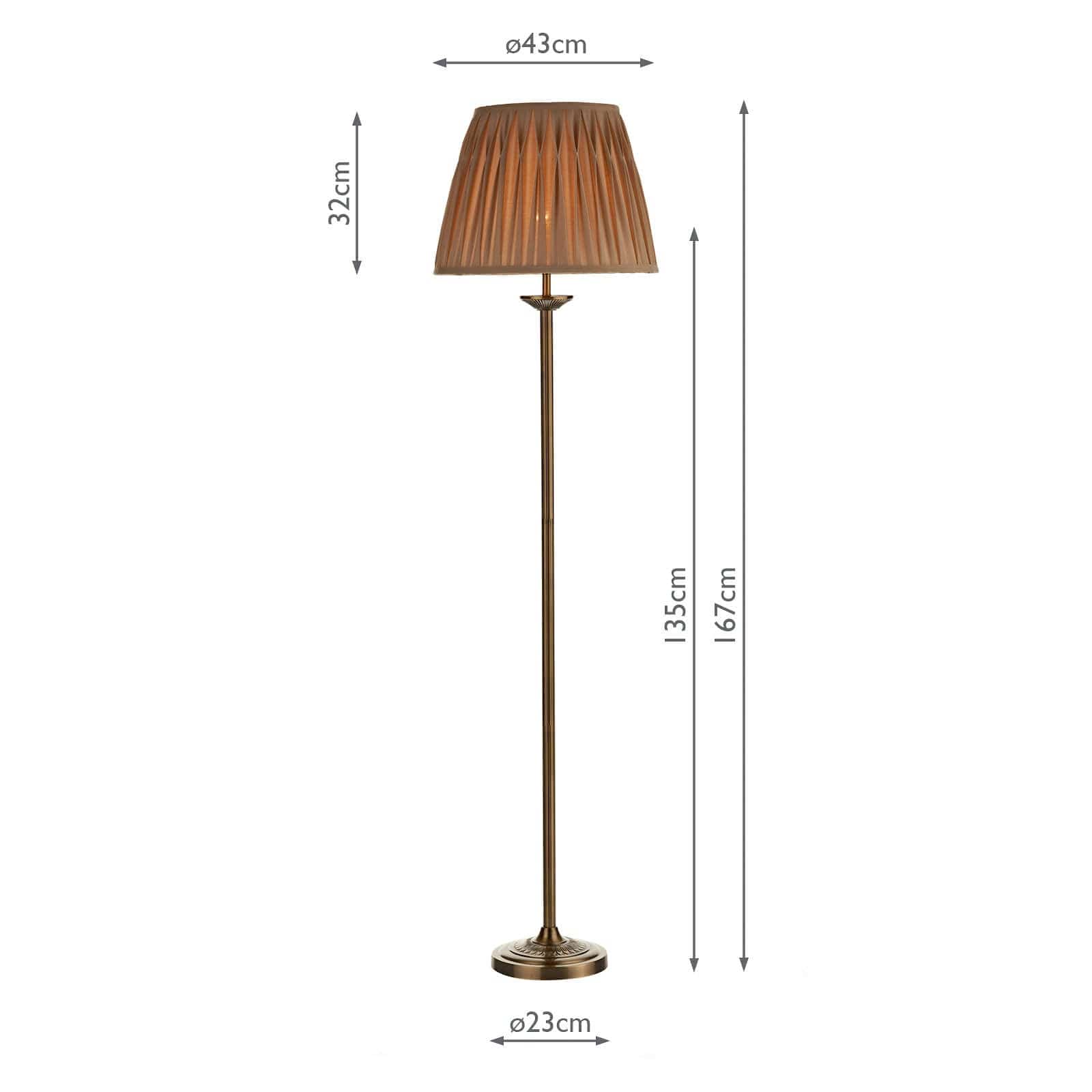 dar lighting Hatton Floor Lamp Antique Brass With Shade HAT4975