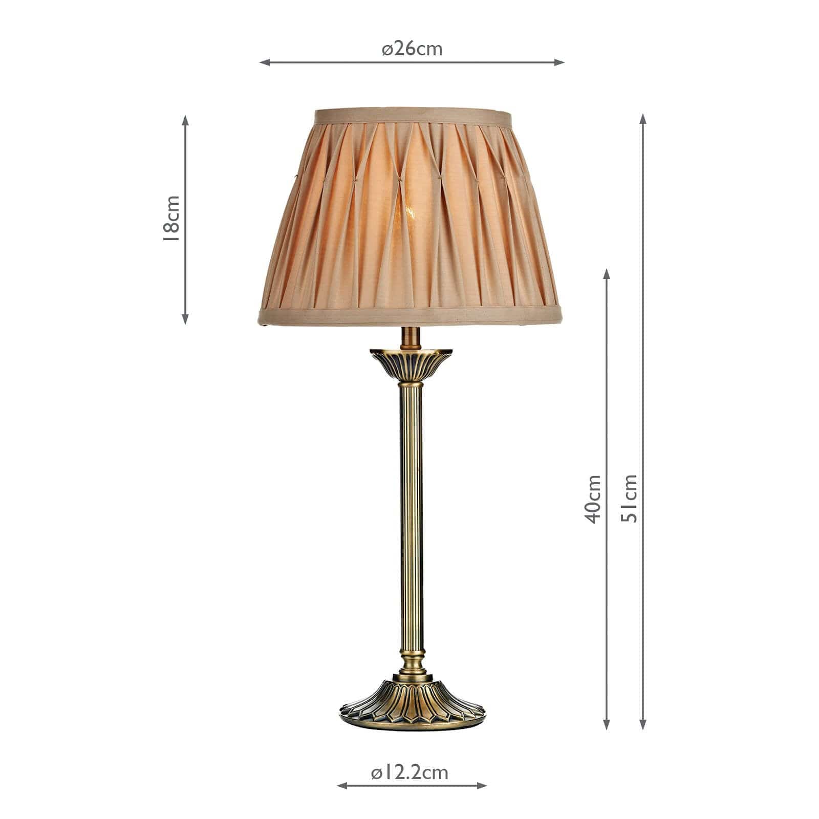 dar lighting Hatton Table Lamp Antique Brass With Shade HAT4275