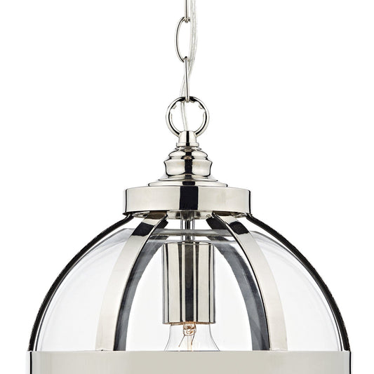 dar lighting Heath 1 Light Pendant Polished Nickel HEA0138