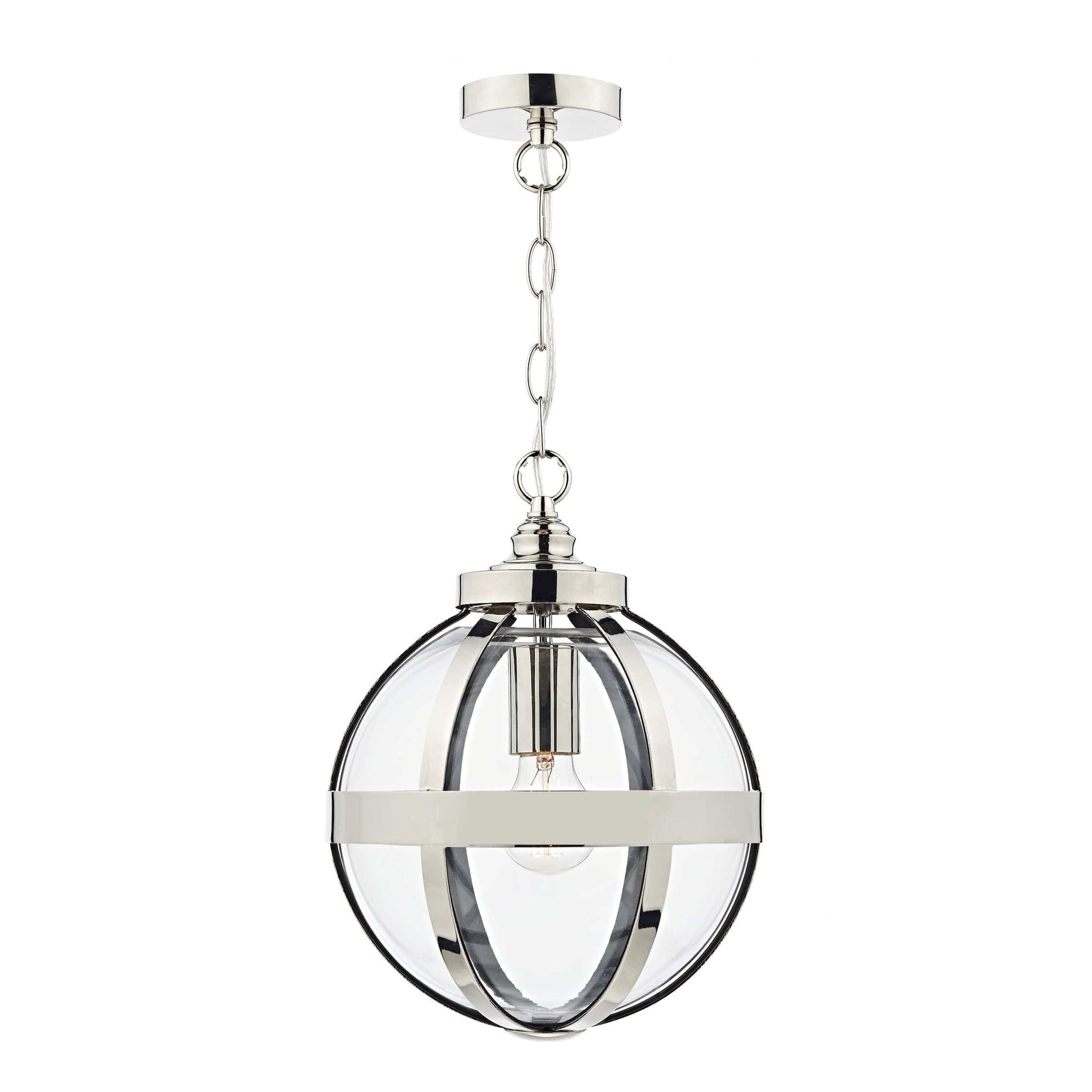 dar lighting Heath 1 Light Pendant Polished Nickel HEA0138
